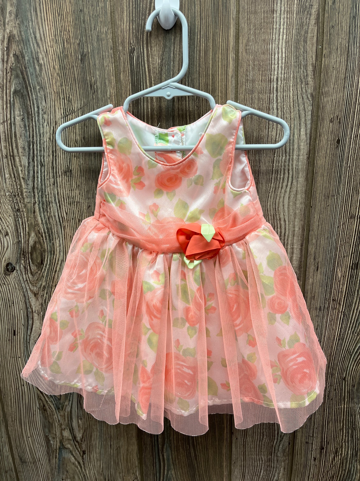 Girl 12 mo Dress with Pink Flowers