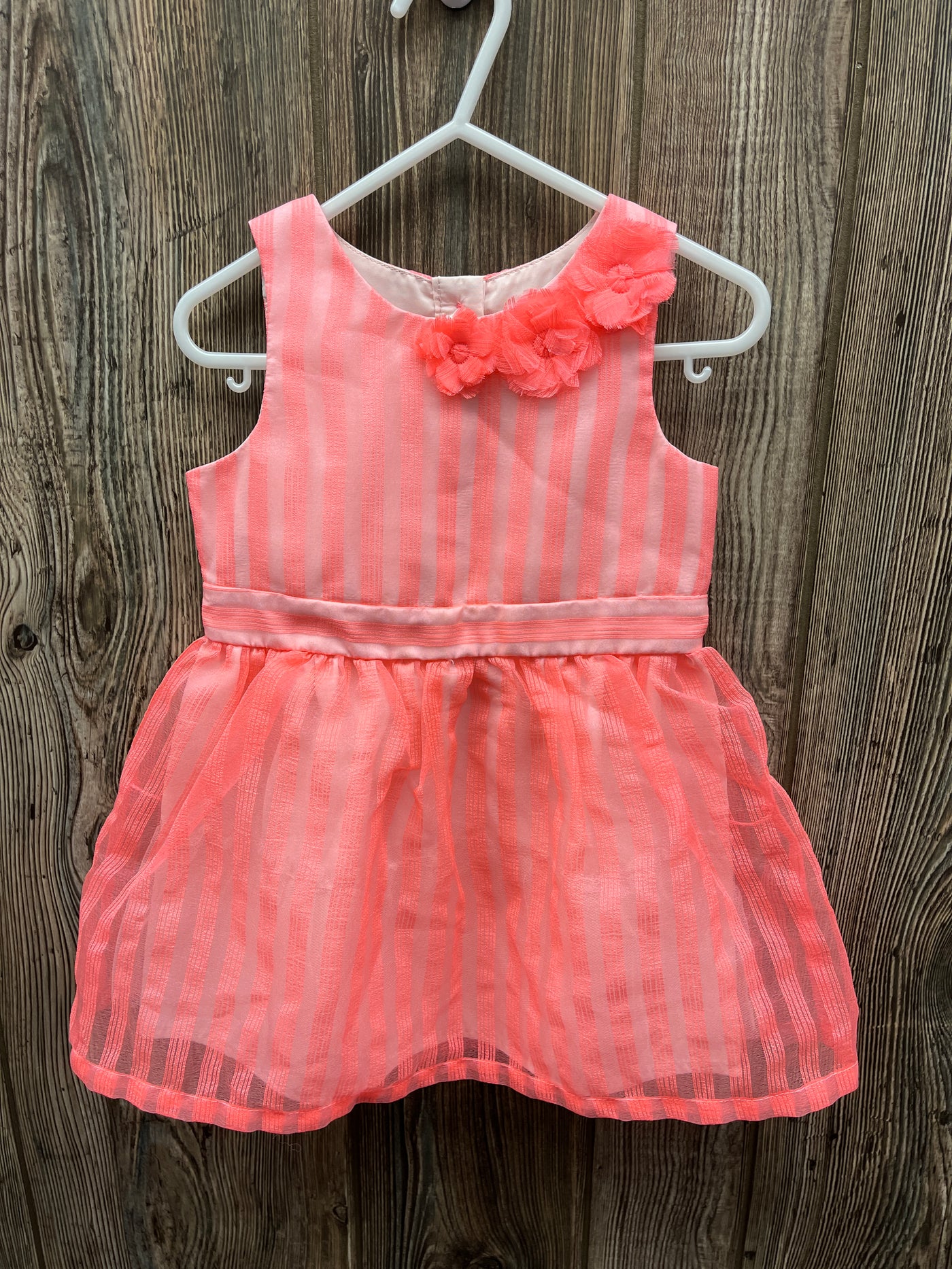 Girl 2T Pink Striped and Flower Dress