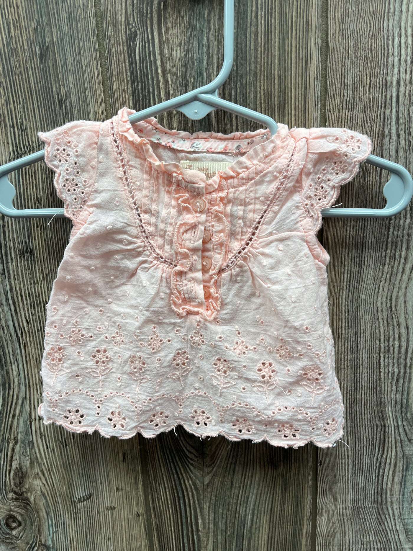 Girl Newborn Pink Short Sleeve Shirt with Buttons