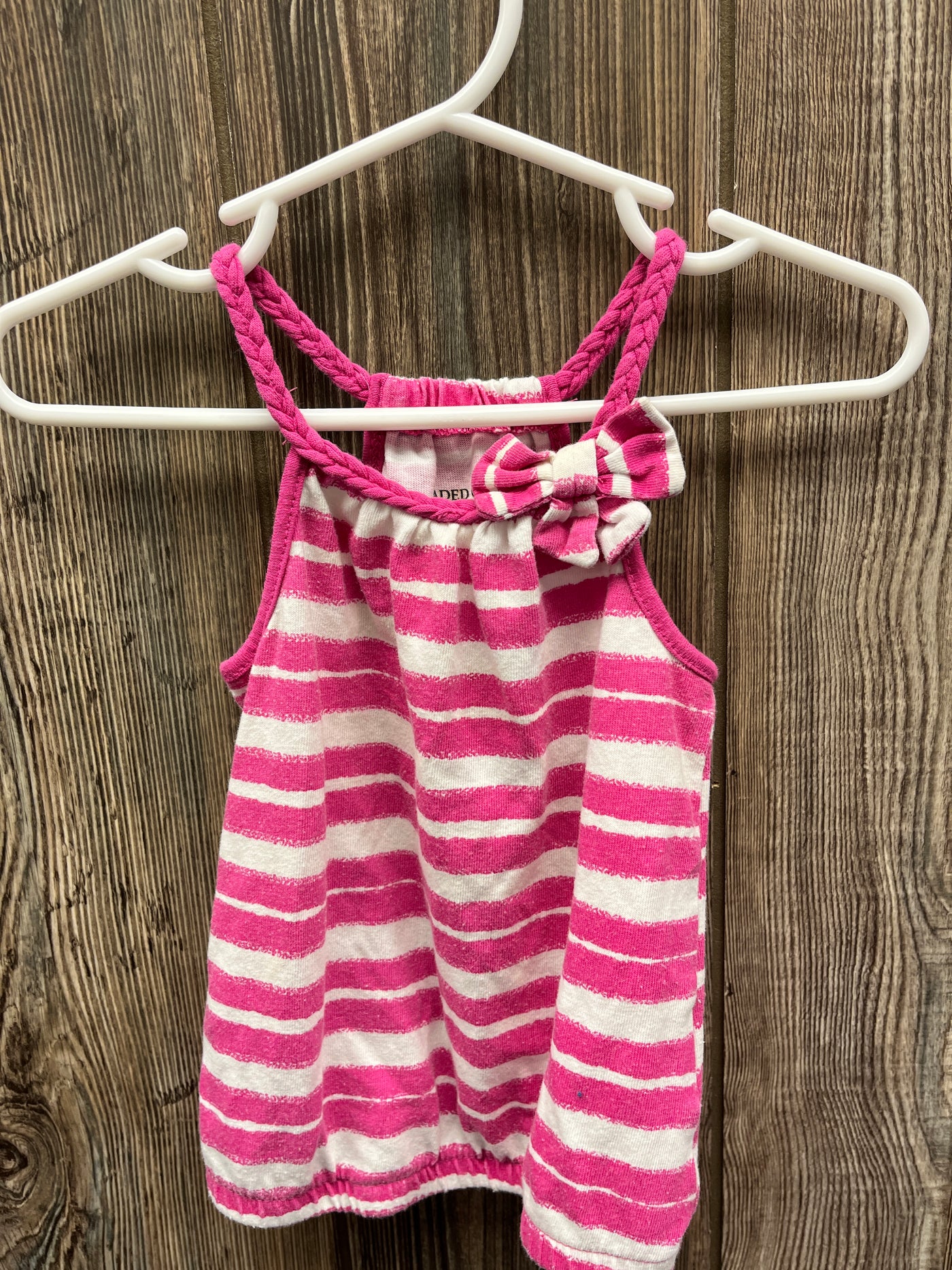 Girl 18 mo Pink and White Striped Tank Top