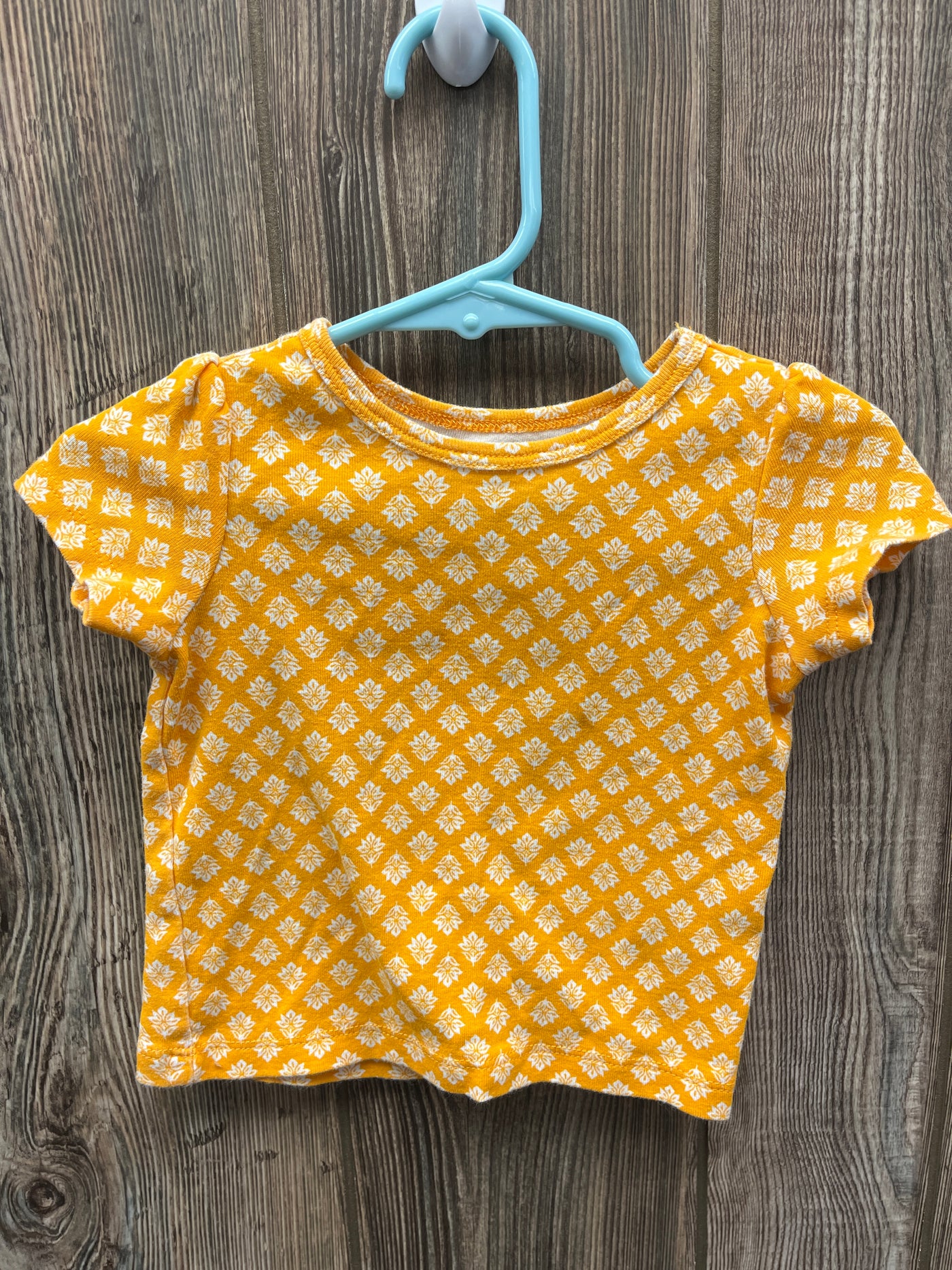 Girl 12 mo Yellow with Design Short Sleeve Shirt