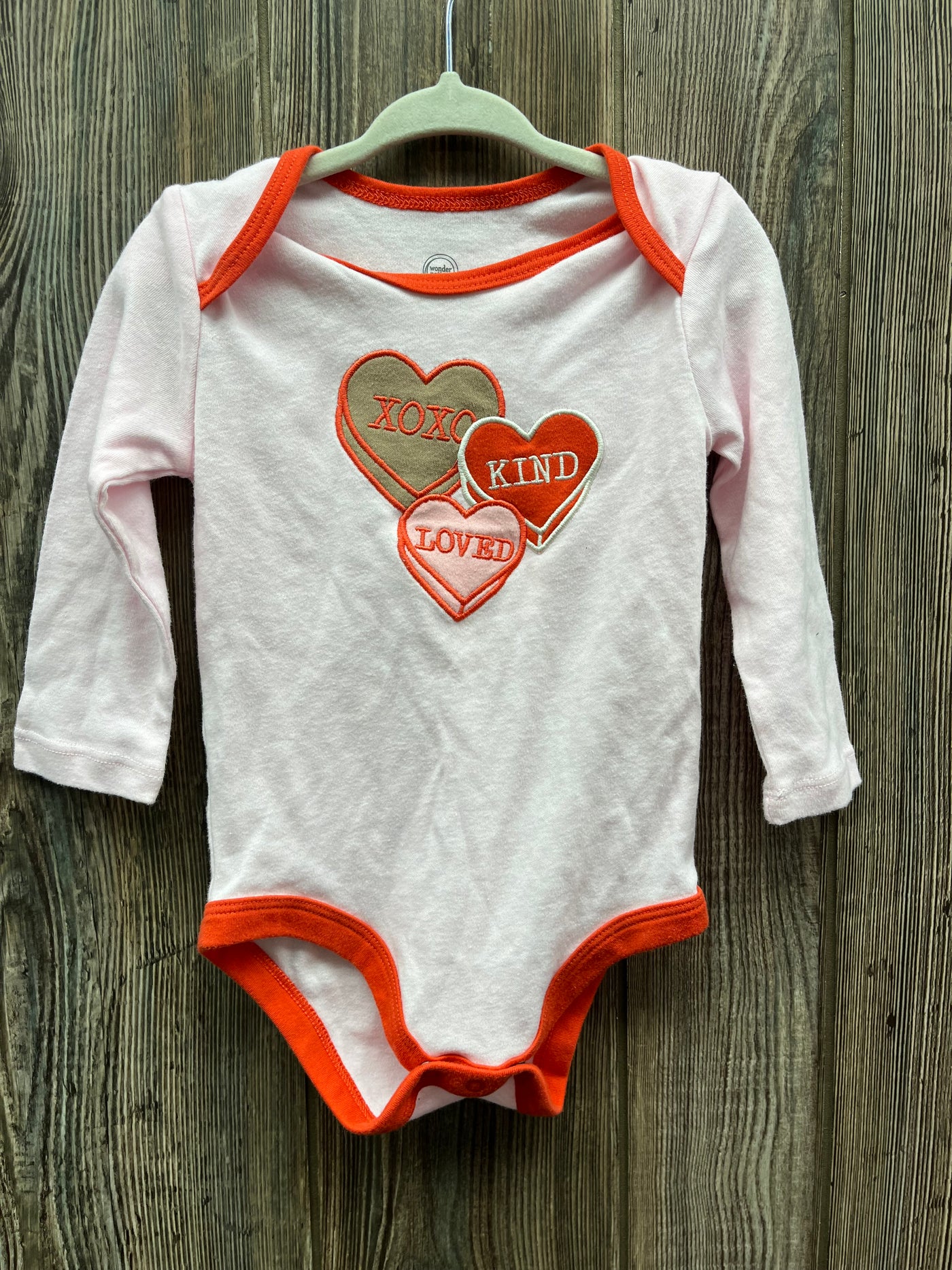 Girl 12 mo Valentine Onesie with Hearts