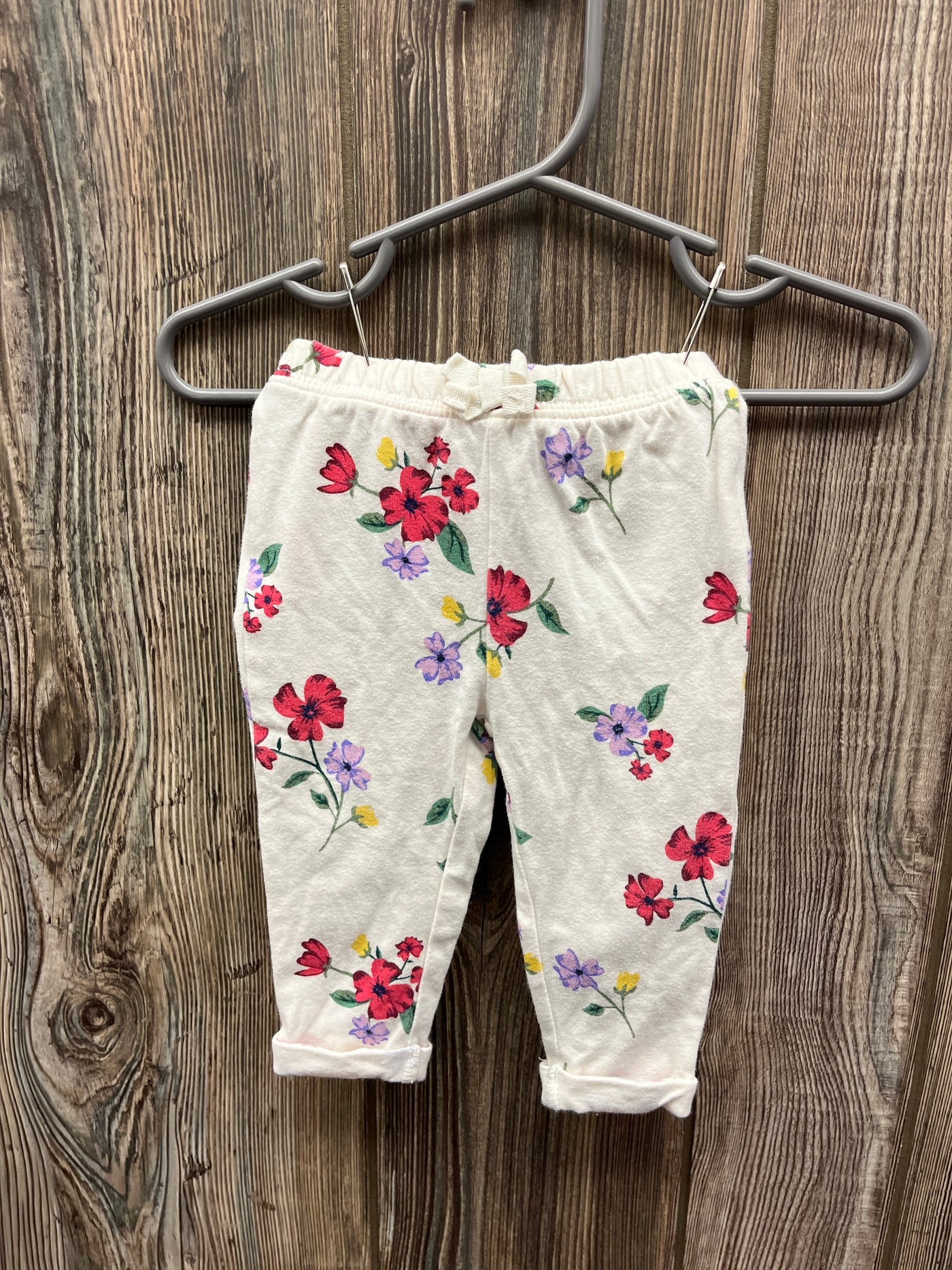 Girl 3-6 mo Cream Sweatpants with Flowers