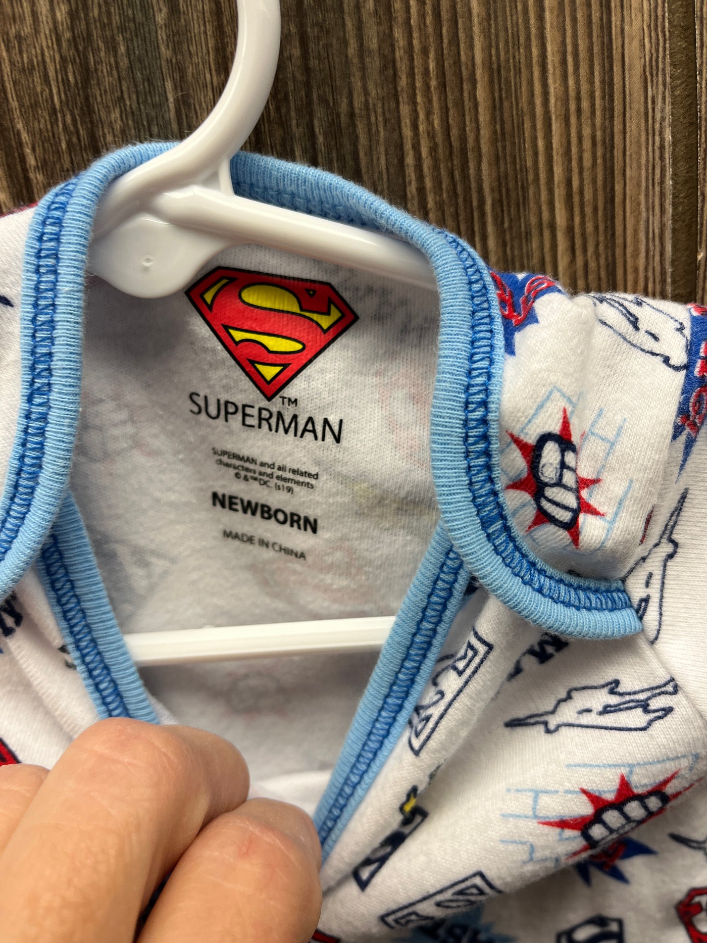 Boys NB White Superman Short Sleeve Onesie