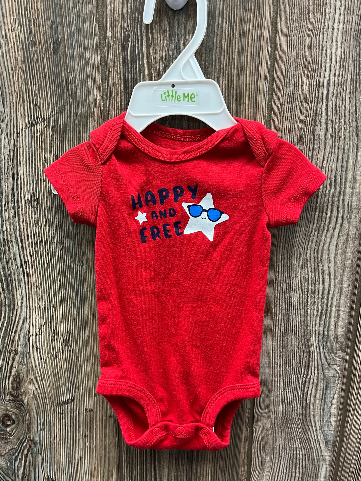 Boys 0-3 mo Happy and Free Short Sleeve Onesie