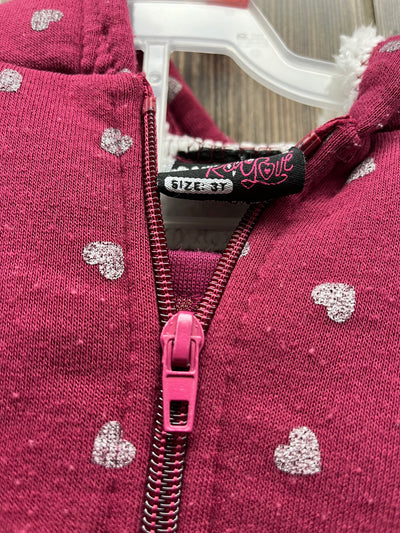 Girl 3T Pink Sweat Suit with Hearts