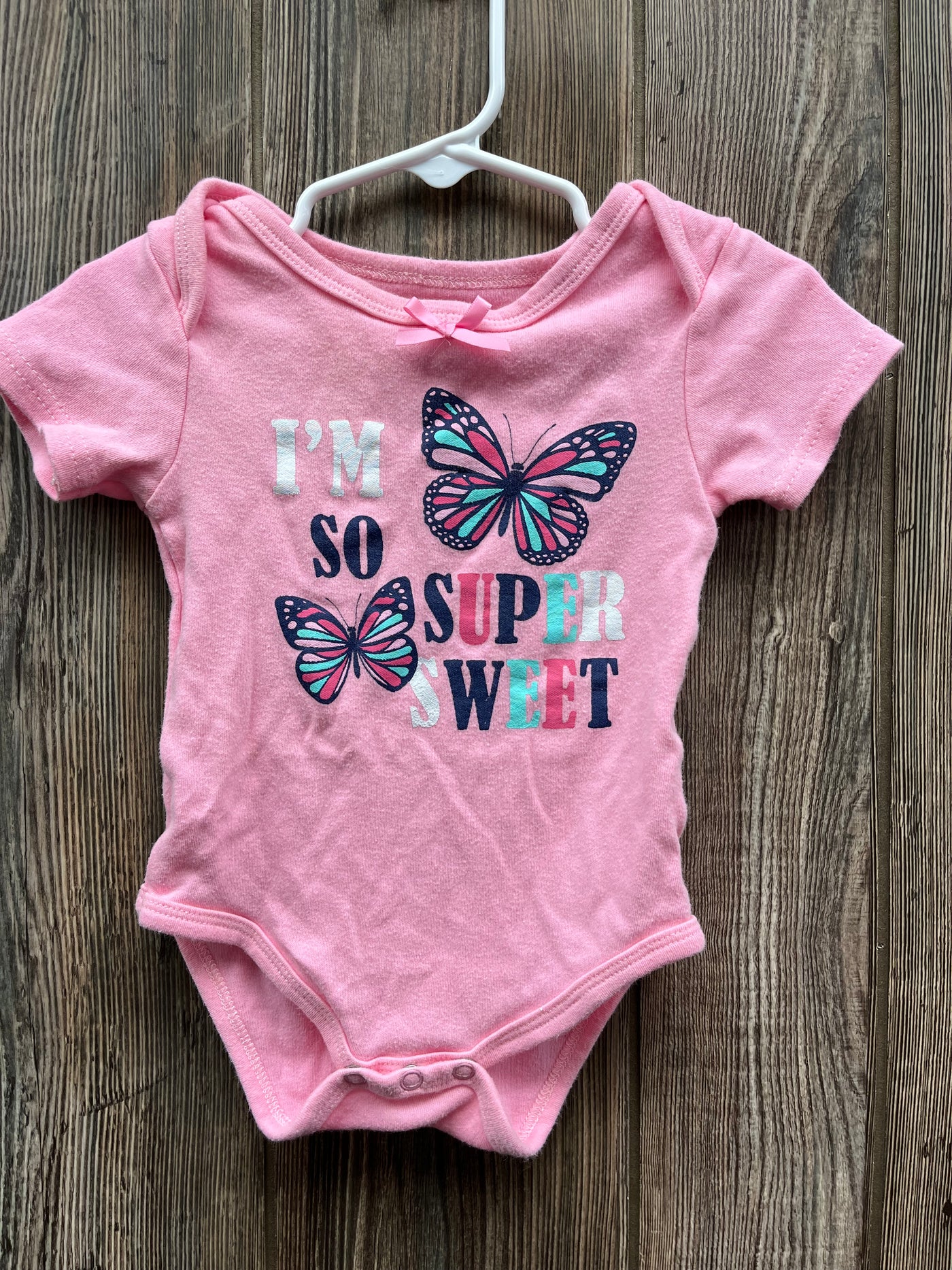 Girl 6-9 mo Butterfly Super Sweet Onesie