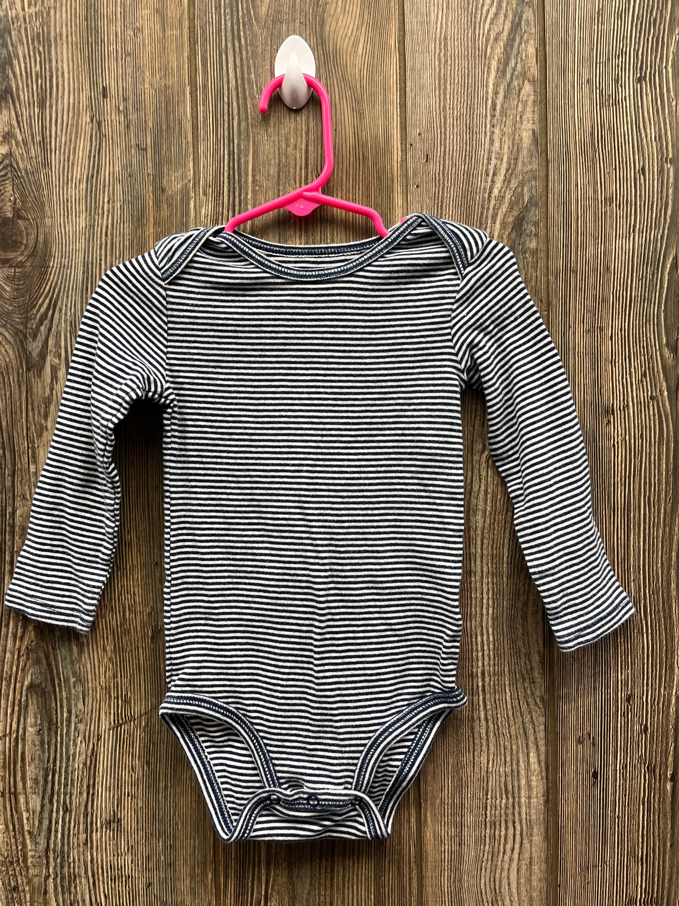 Boys 24 mo Black and White Striped Long Sleeve Onesie