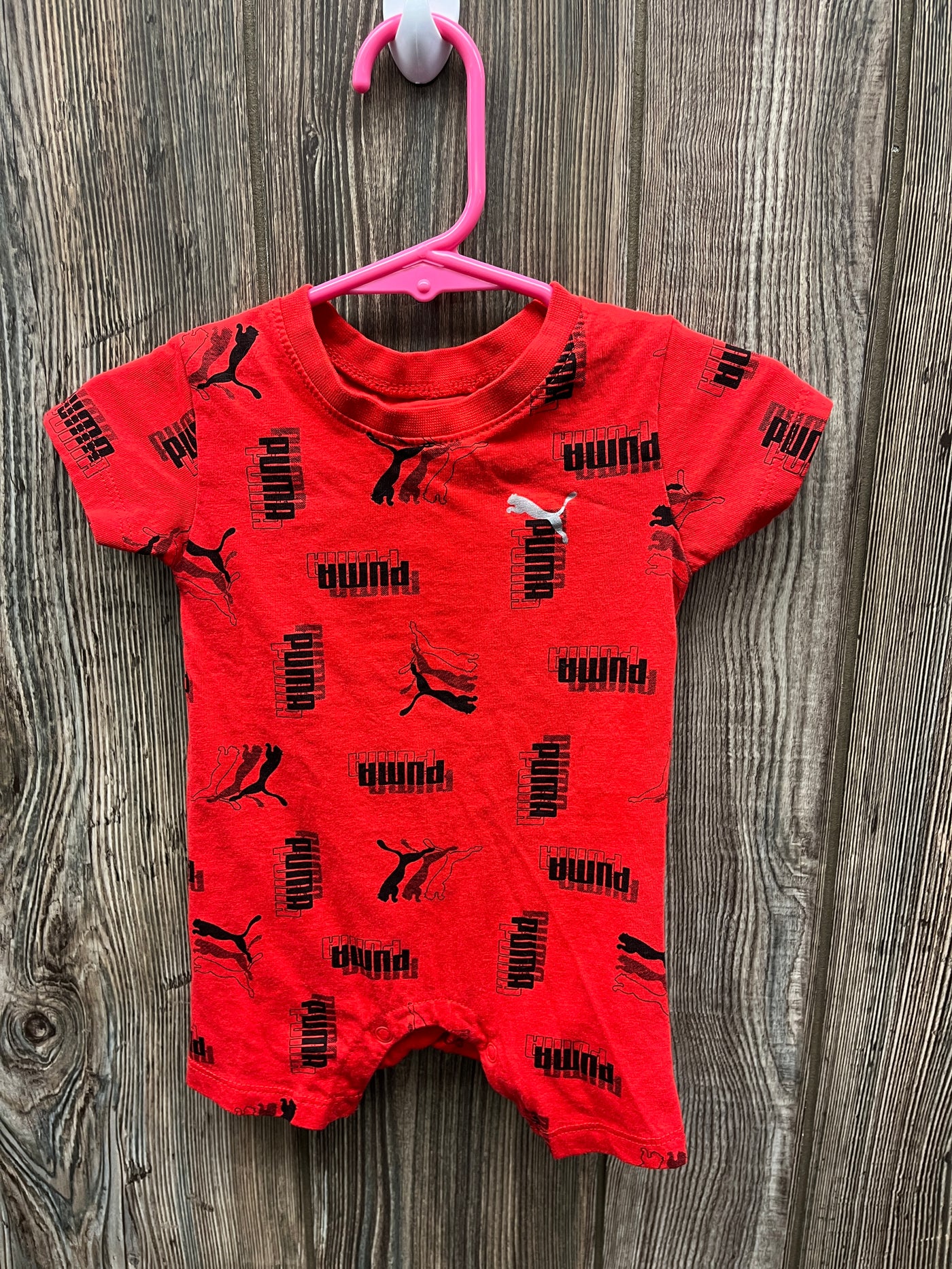 Boys 3-6 mo Red Puma Romper