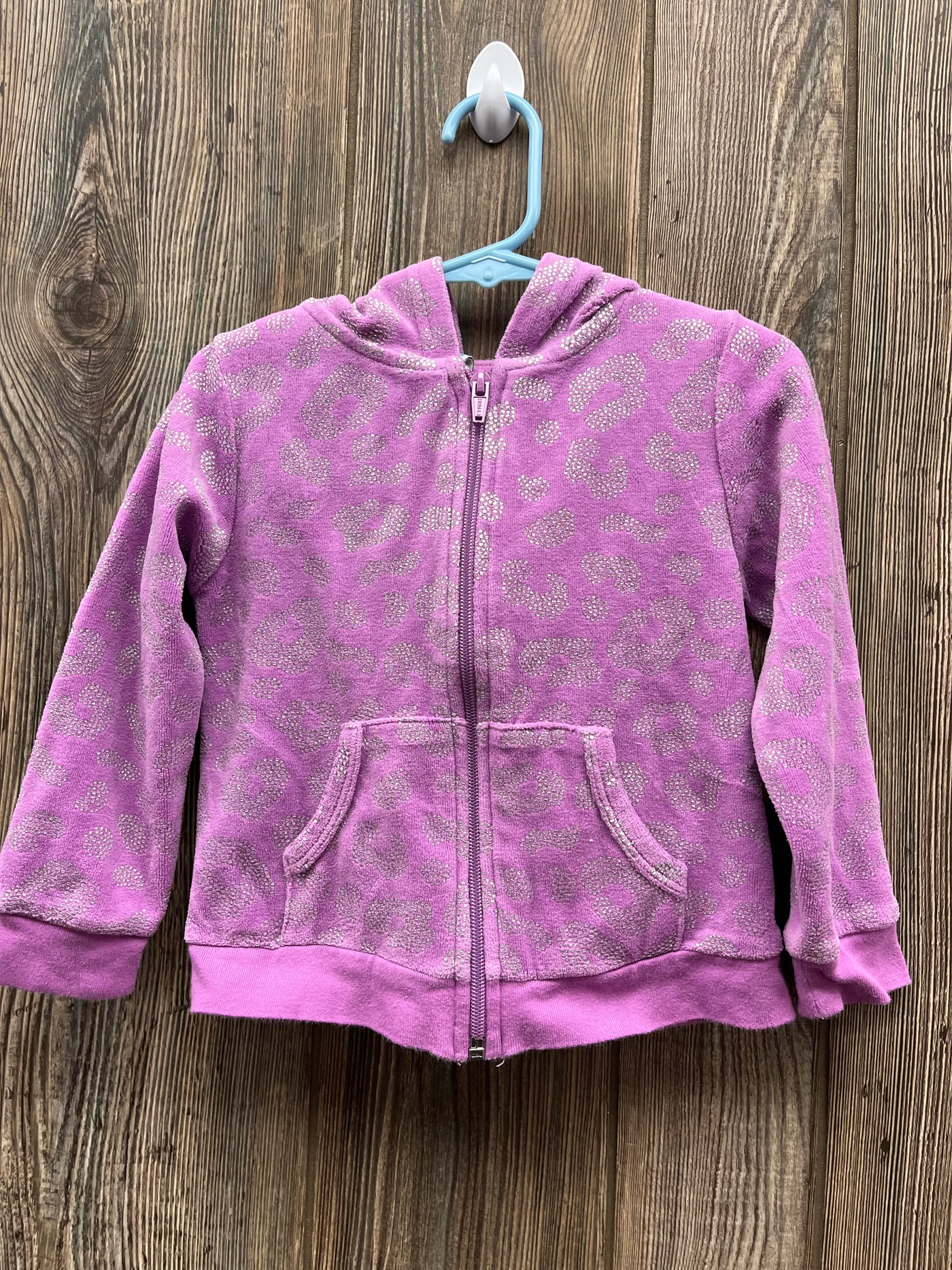 Girls 3T Purple Cheetah Zip Up Hoodie