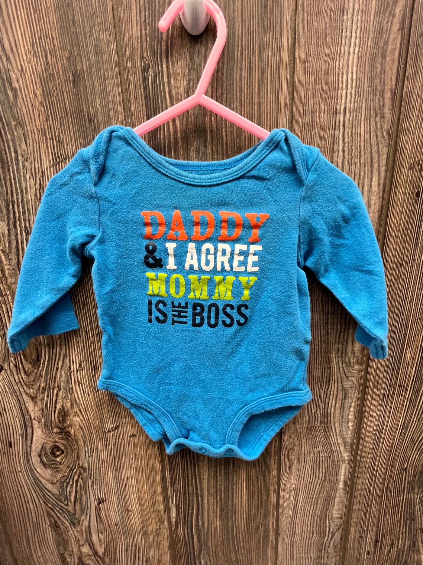 Boys 6 mo Daddy and I Agree Long Sleeve Onesie