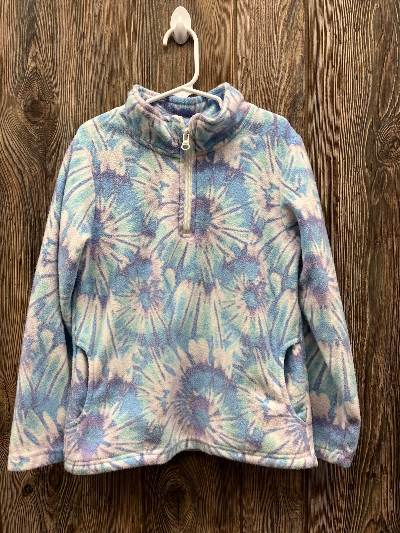 Girls 7 Tye Dye Quarter Zip Sweatshirt