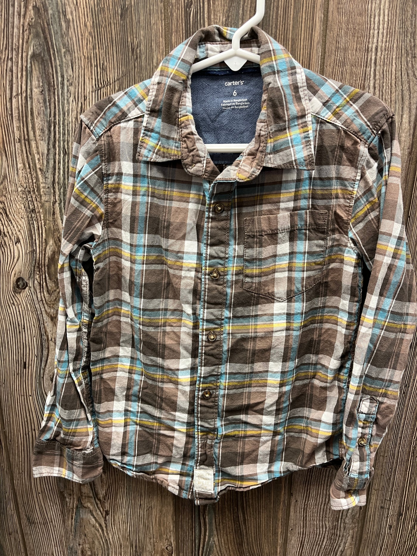 Boys 6 Brown and Blue Long Sleeve Flannel