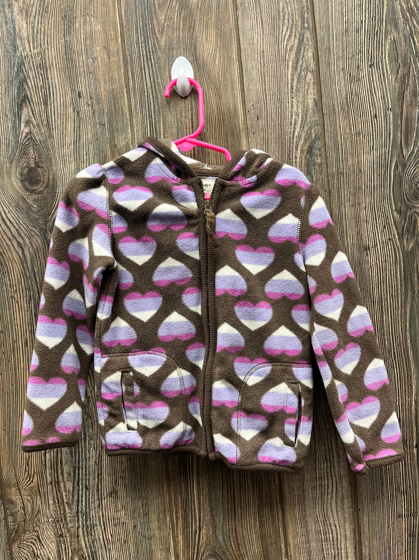 Girls 4T Purple Hearts Zip Up Hoodie