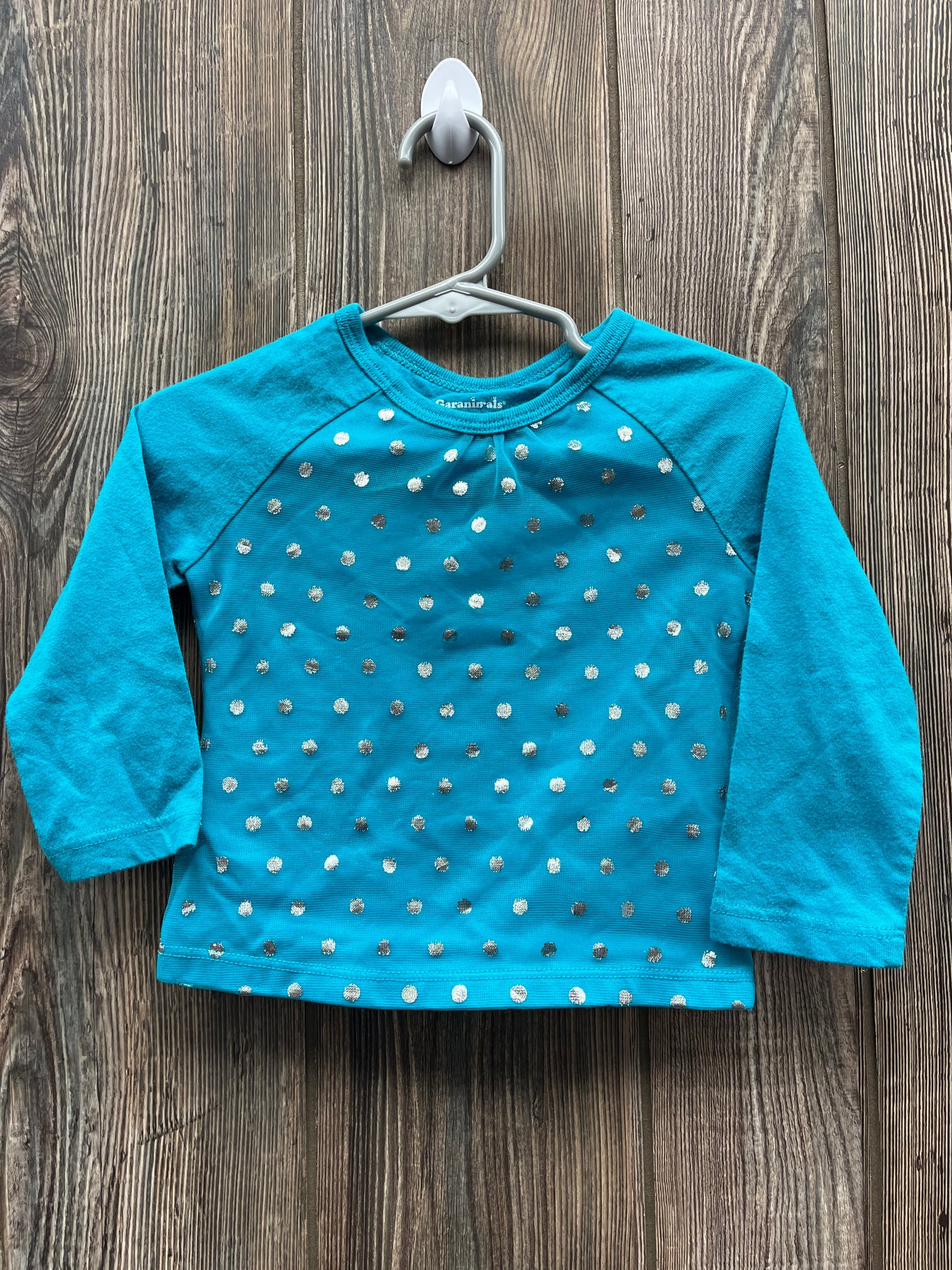 Girl 18 mo Blue Shirt with Poka Dots