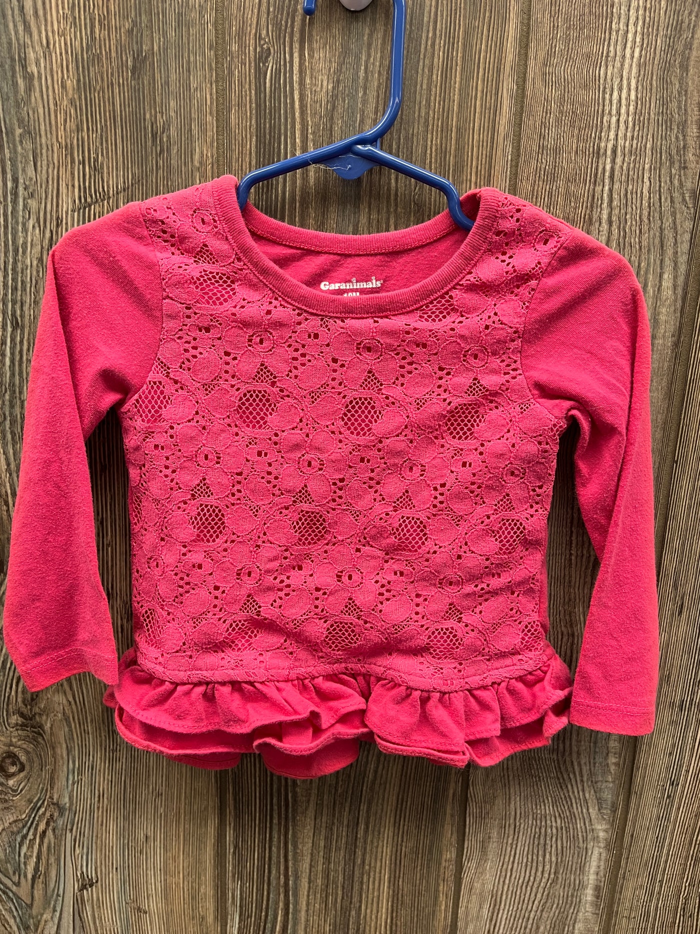 Girl 18 mo Pink Flower Lace Long Sleeve Shirt