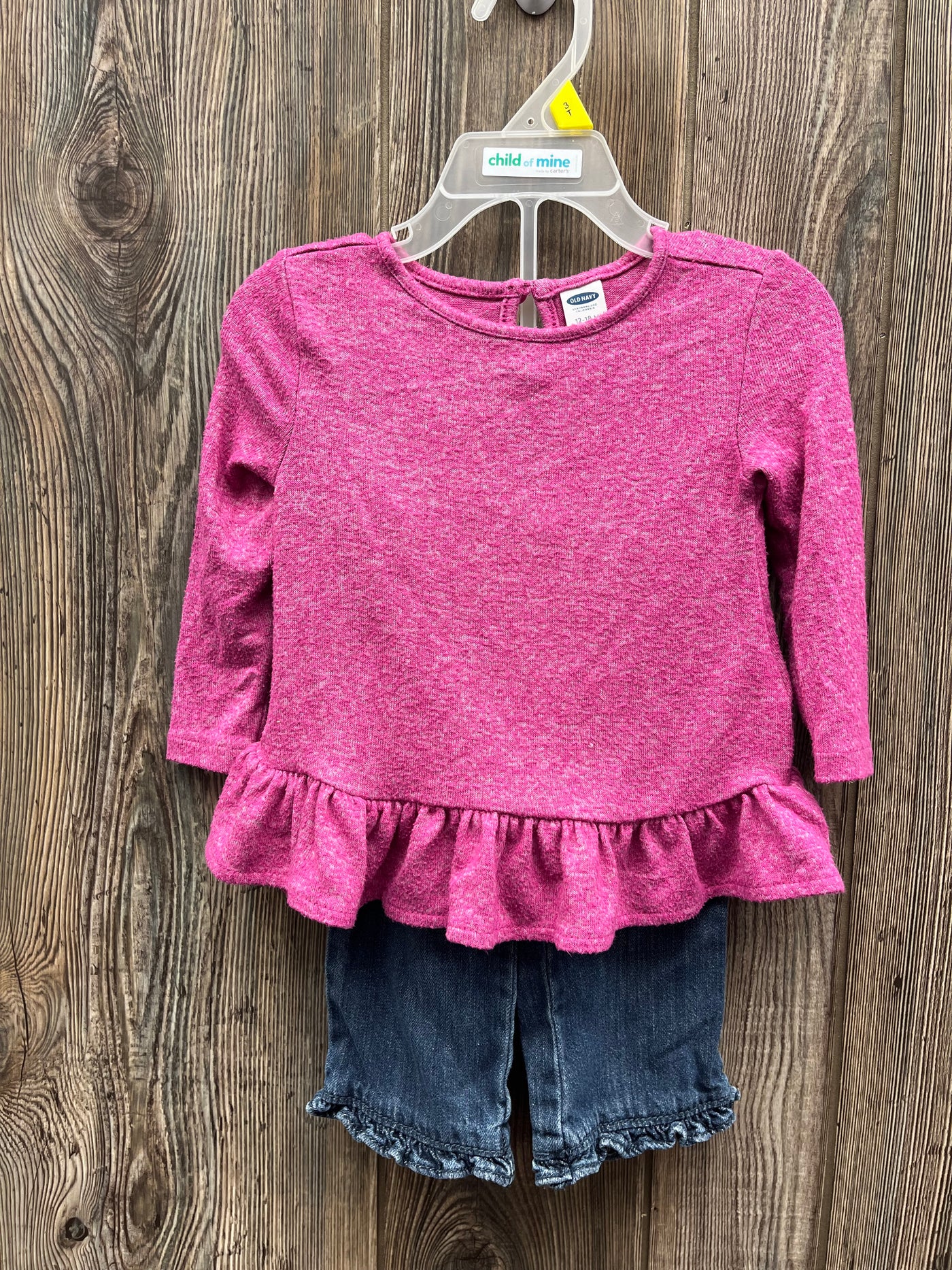 Girl 12-18 mo Pink Shirt with Jeans Outfit