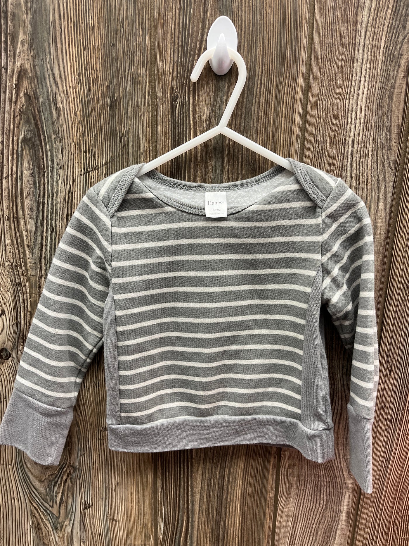 Boys 18-24 mo Gray with White Stripes Sweatshirt