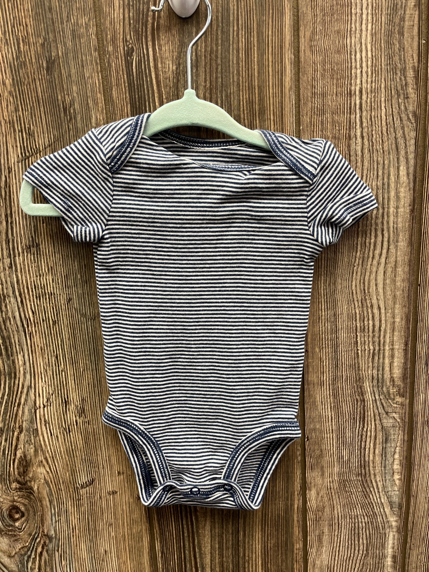 Boys 3 mo Navy Striped Short Sleeve Onesie