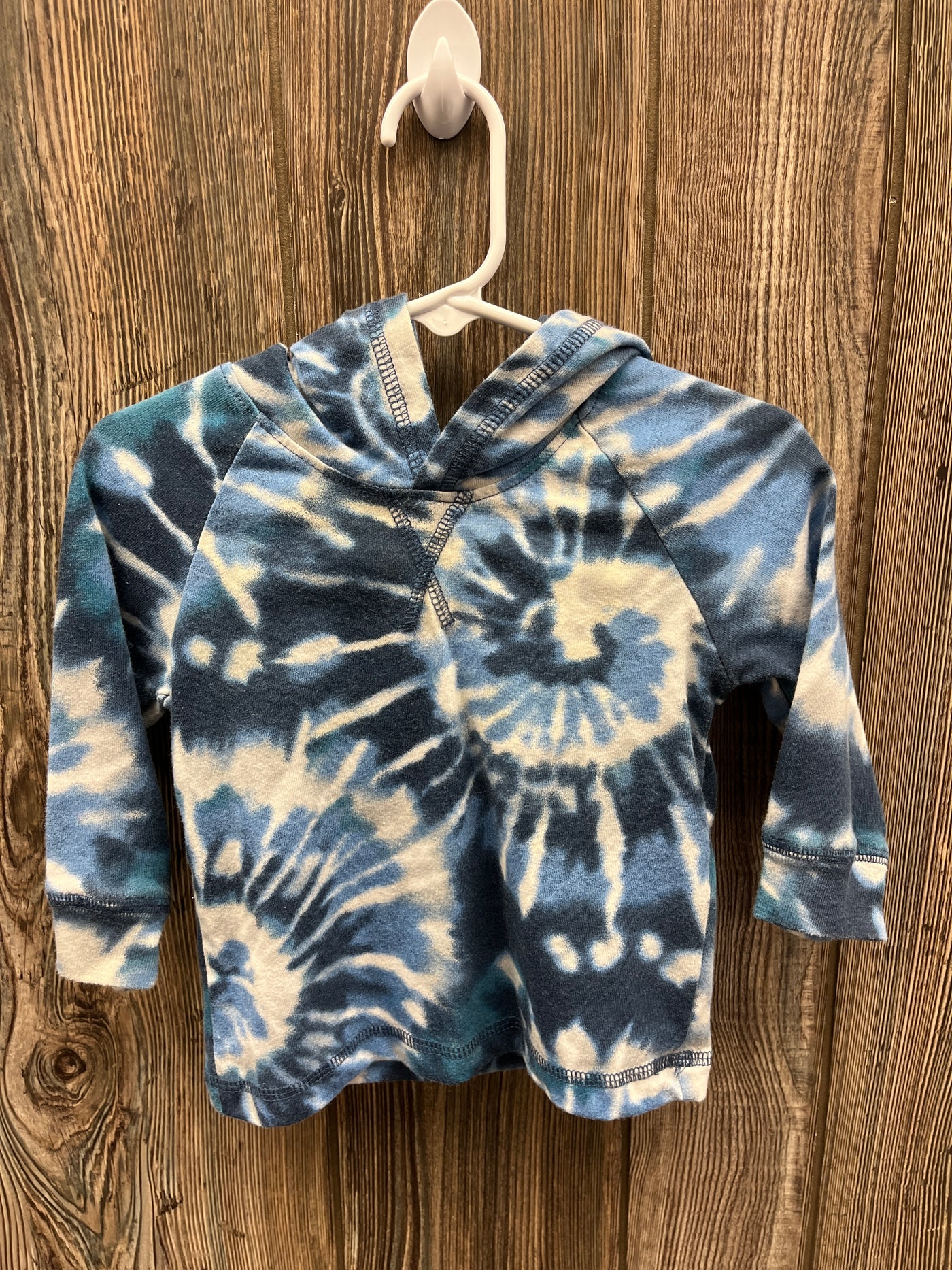 Boys 12 mo Blue Tye Dye Long Sleeve Shirt with Hood