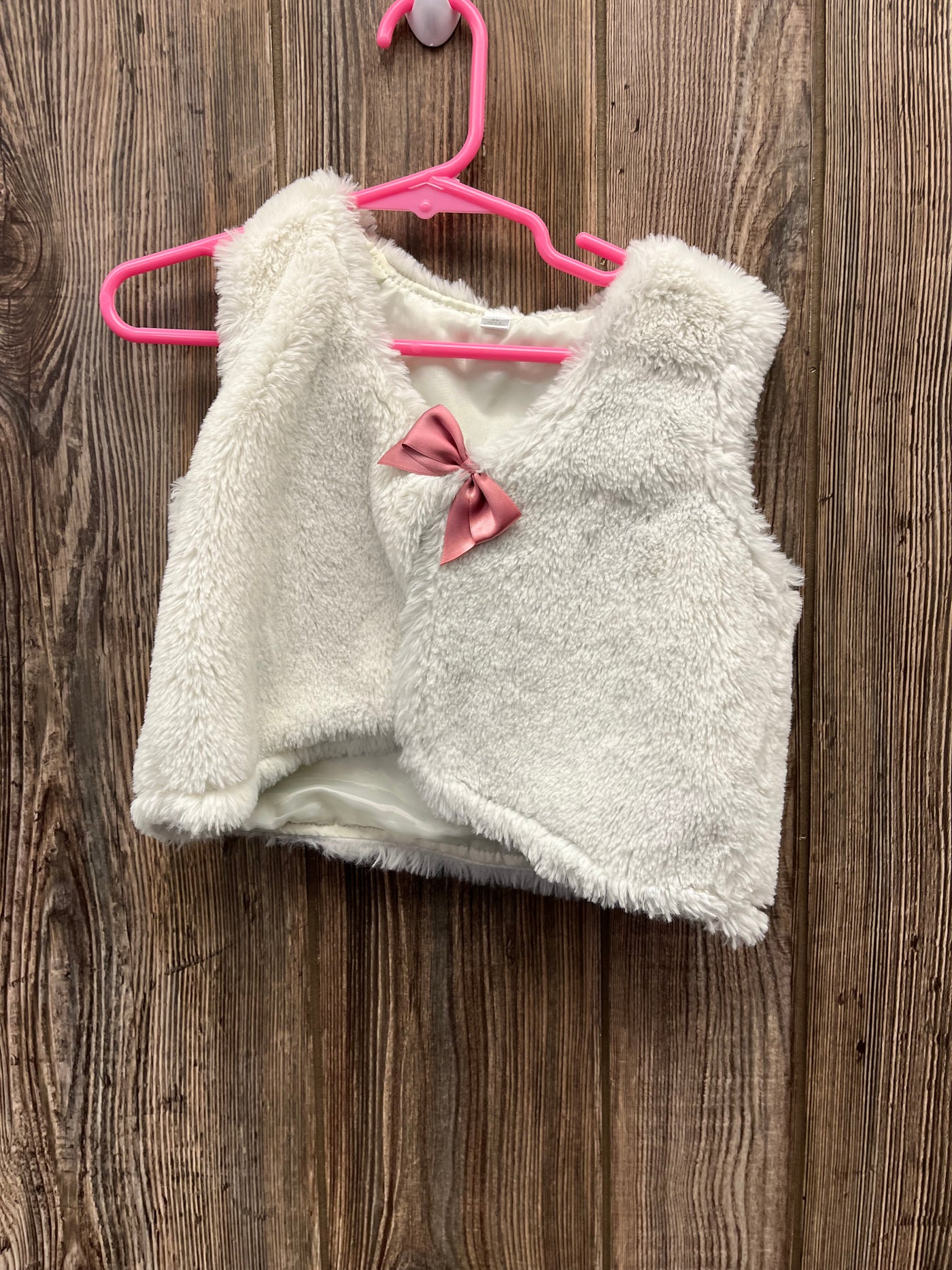 Girls 3T Cream Fur Vest