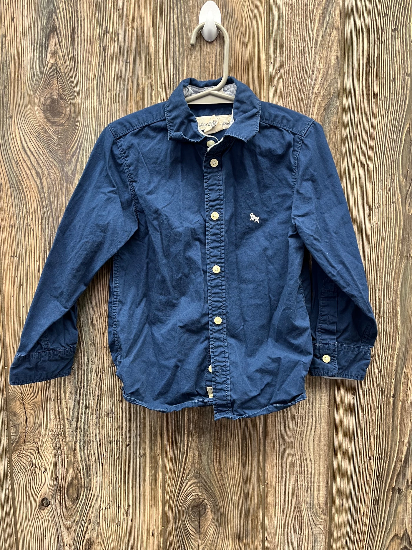 Boys 4/5 Blue Long Sleeve Button Down Collar Shirt