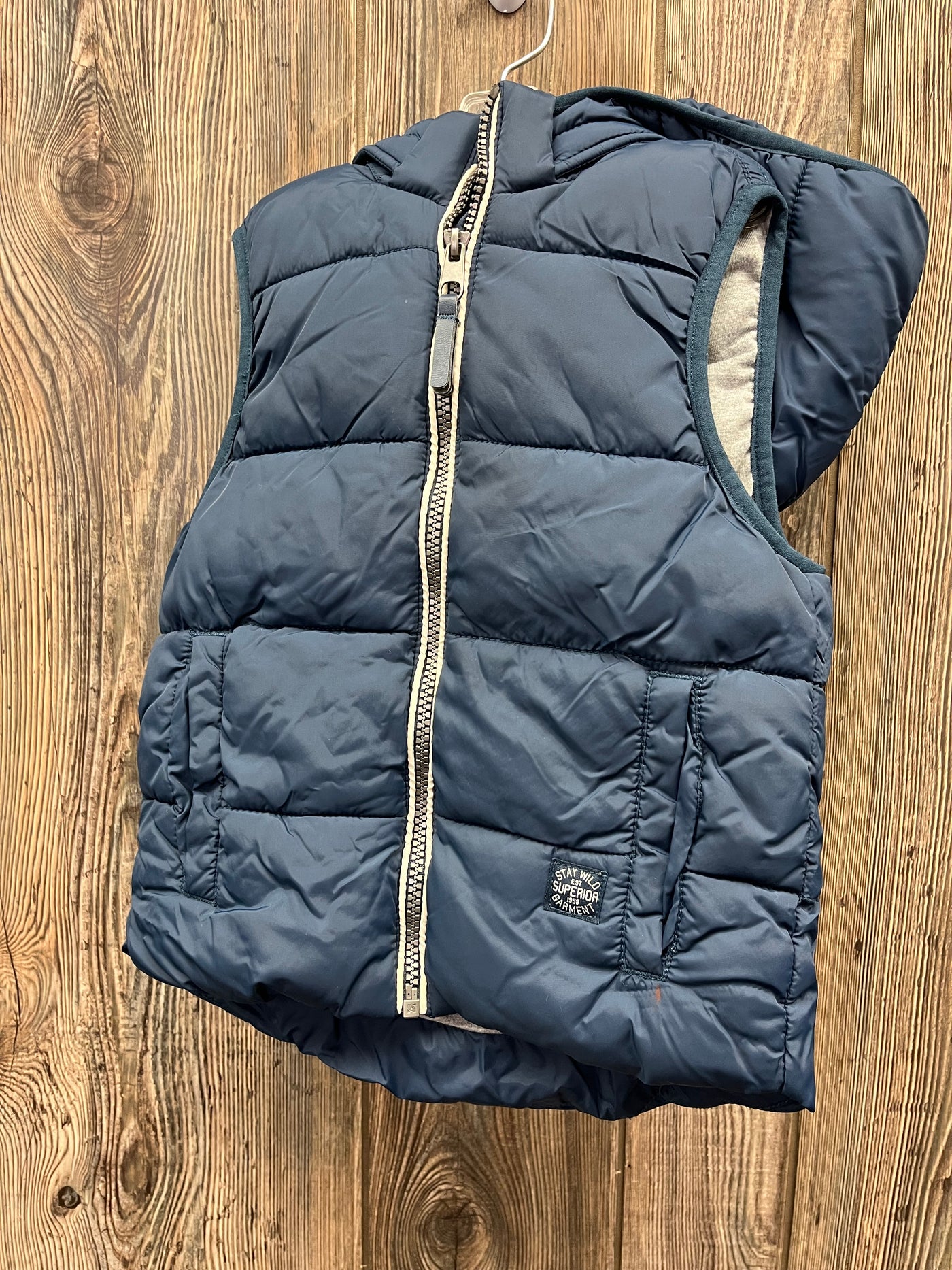 Boys 5/6 Navy Puffer Vest Hoodie H&M