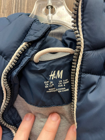 Boys 5/6 Navy Puffer Vest Hoodie H&M