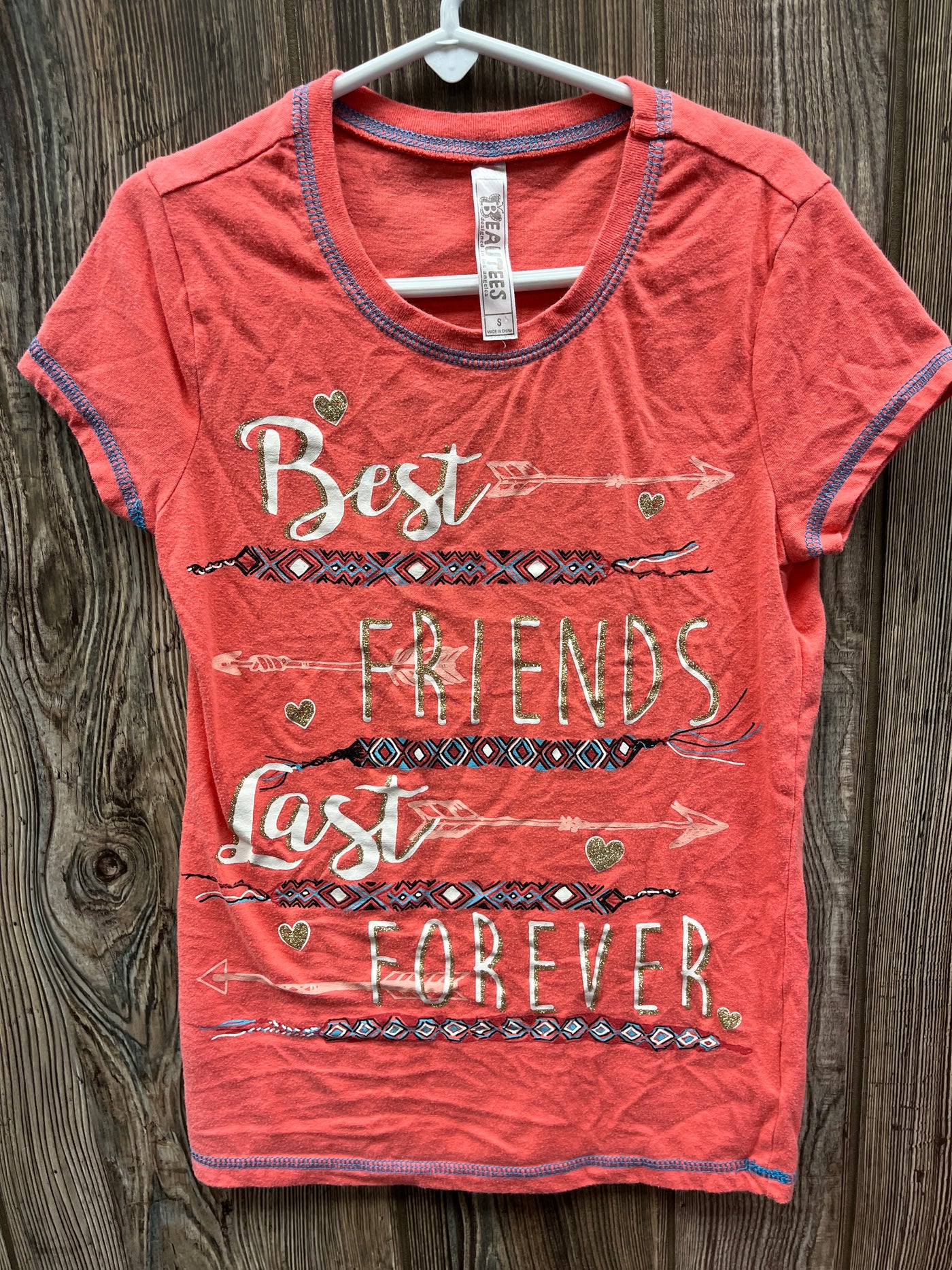 Girls Youth Small Best Friends Short Sleeve Shirt