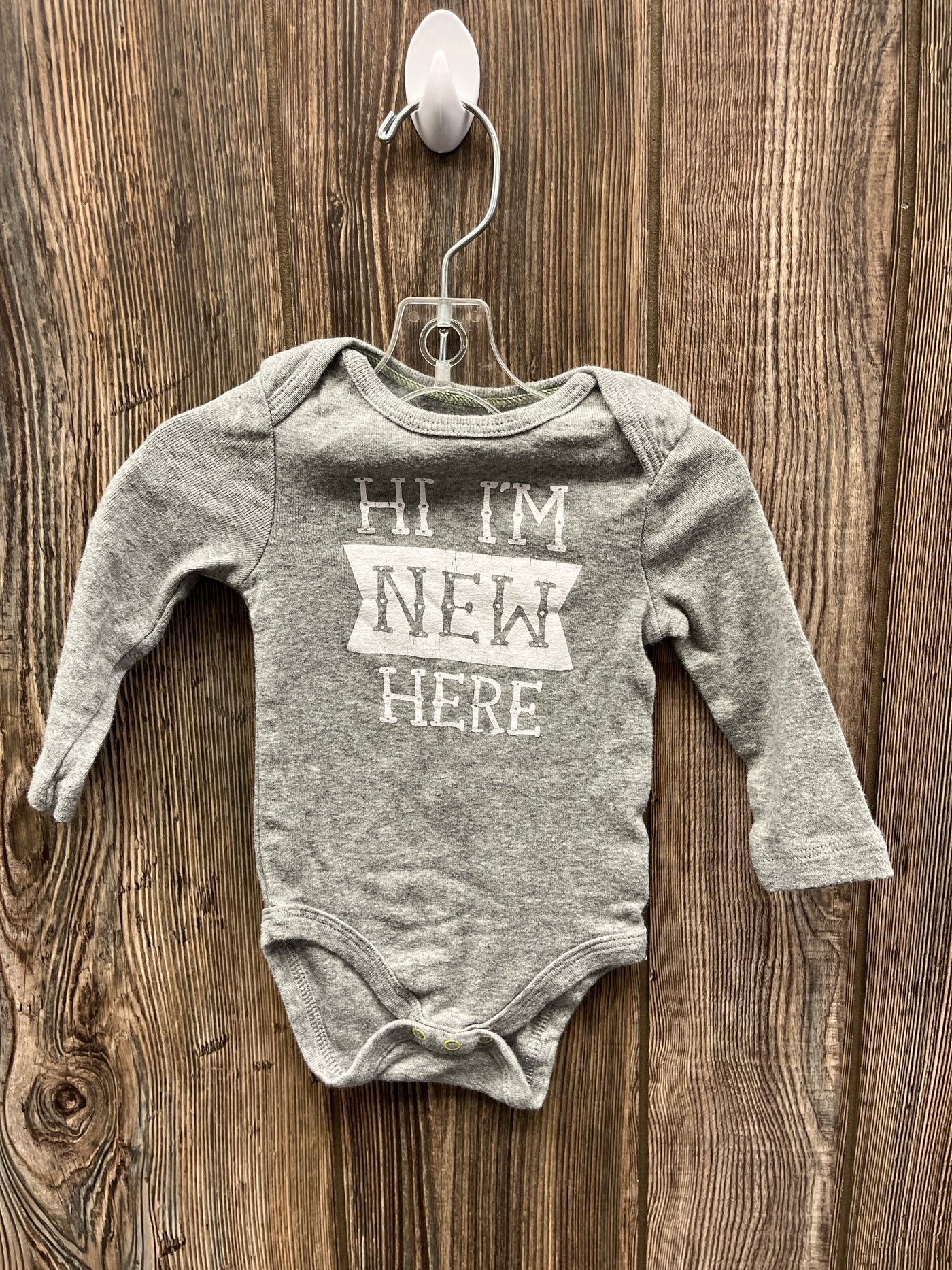 Boys 3-6 mo I'm New Here Long Sleeve Onesie