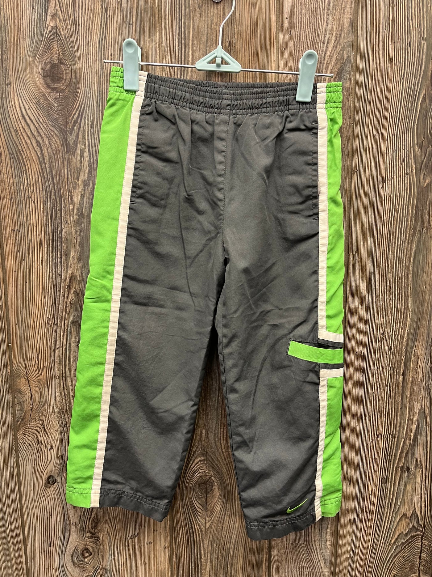 Boys 4 Gray Green Pull On Nike Pants