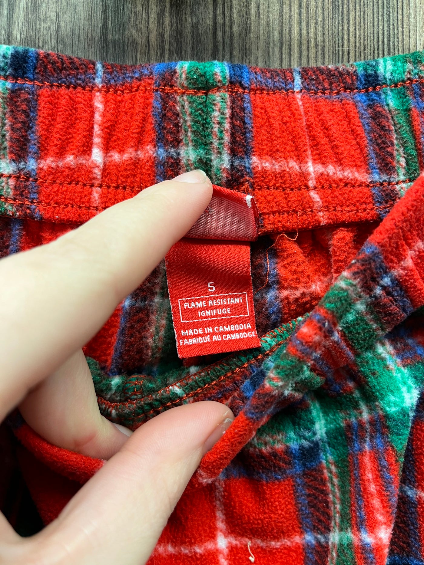 Boys 5 Red Checked Sweatpants PJ Bottoms