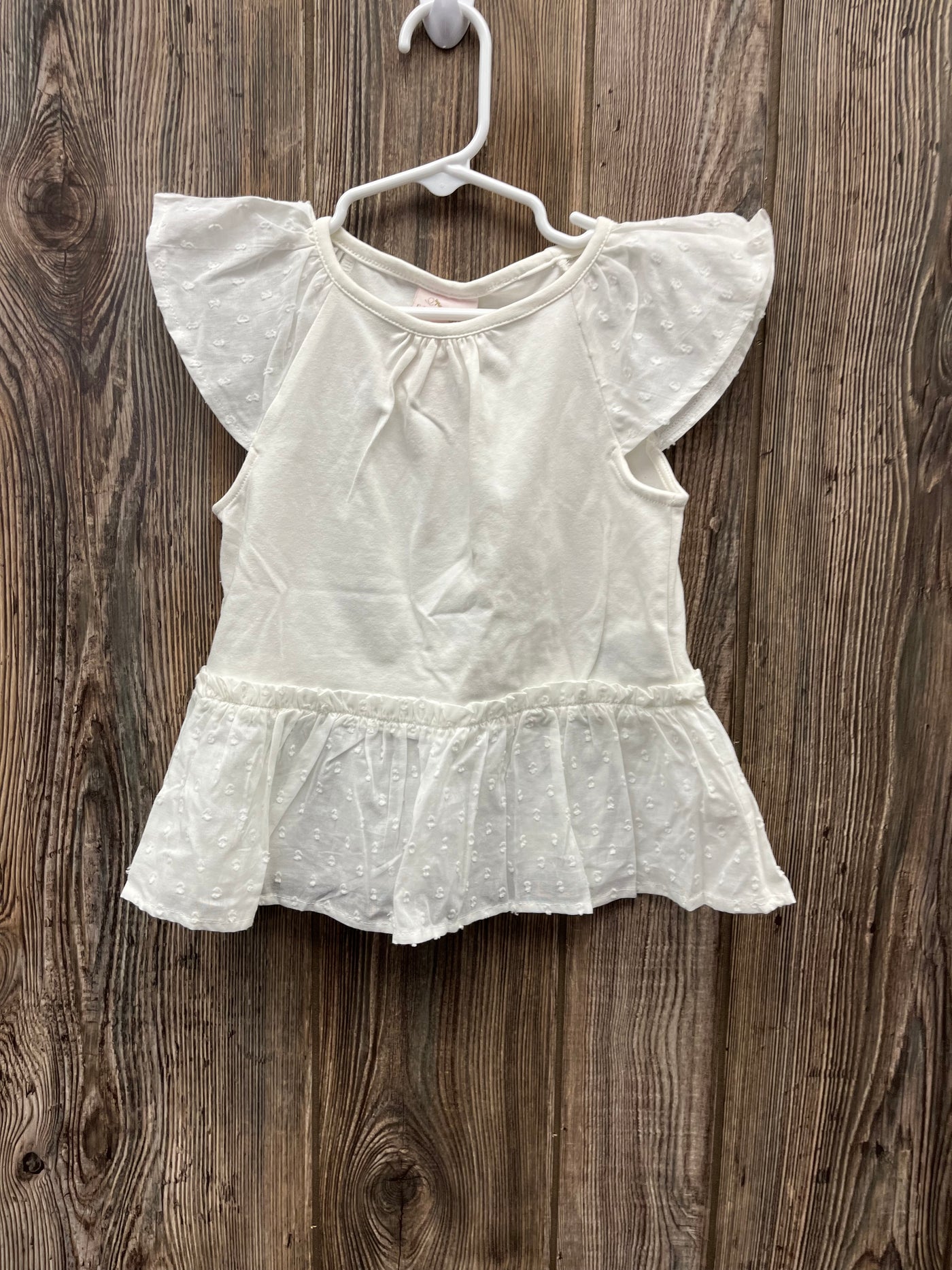 Girls 3T White Cute Dressy Short Sleeve Top