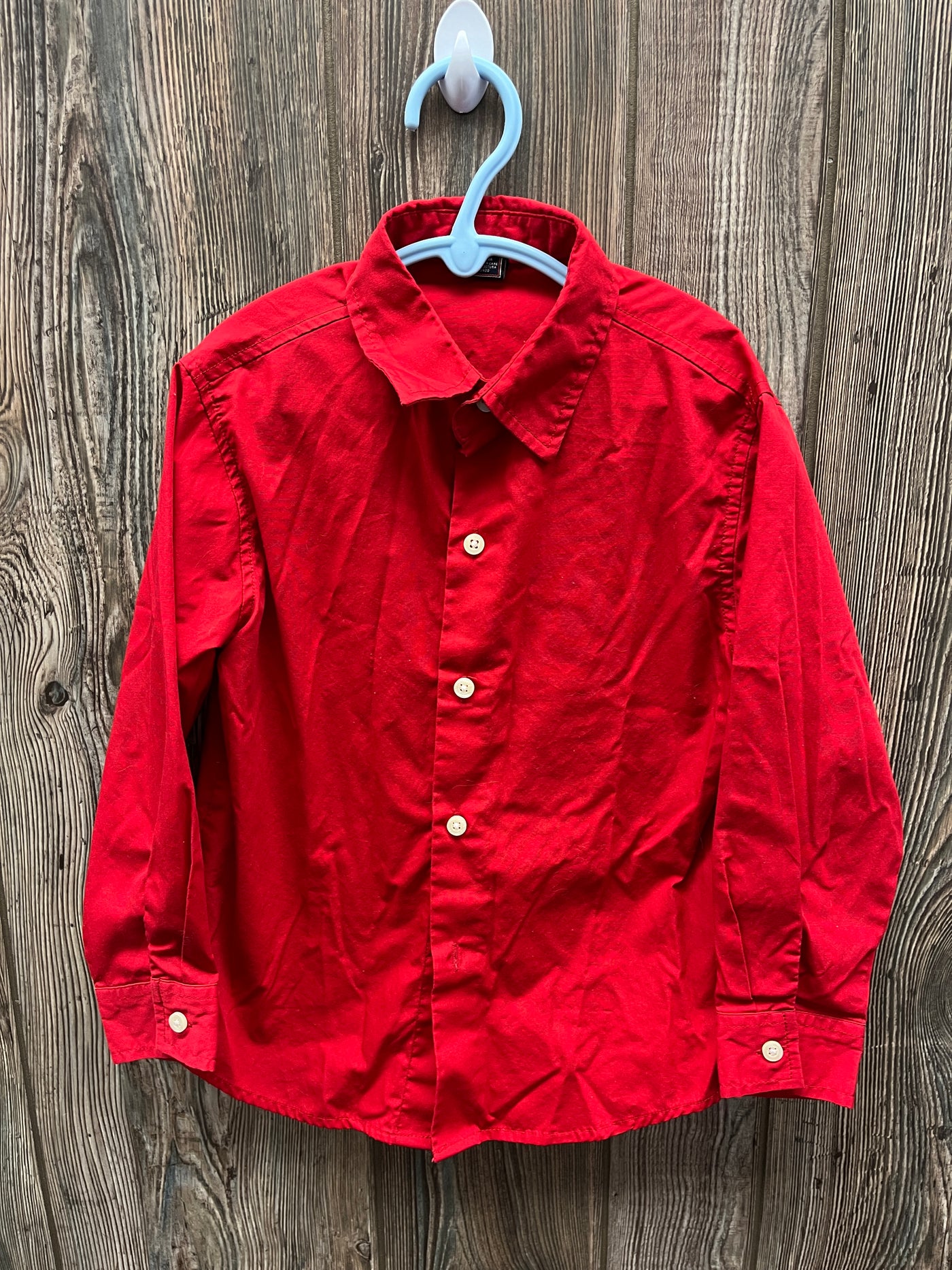 Boys 6/7 Red Long Sleeve Button Down Shirt