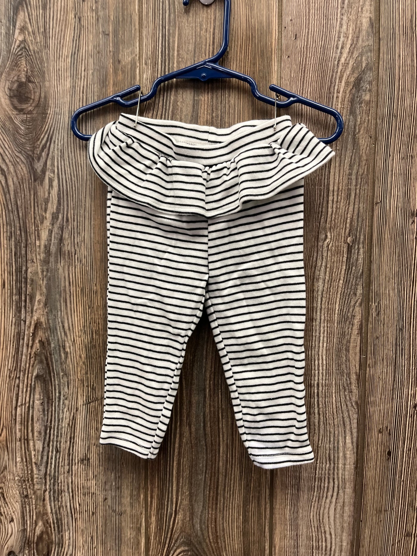 Girls 12 mo Black Striped Pants with Waist Ruffles