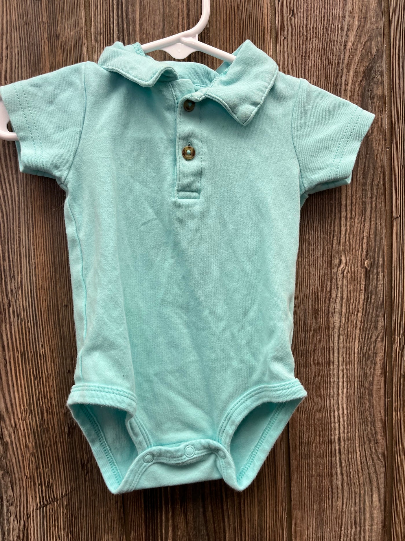 Boys 9 mo Green Collared Short Sleeve Onesie