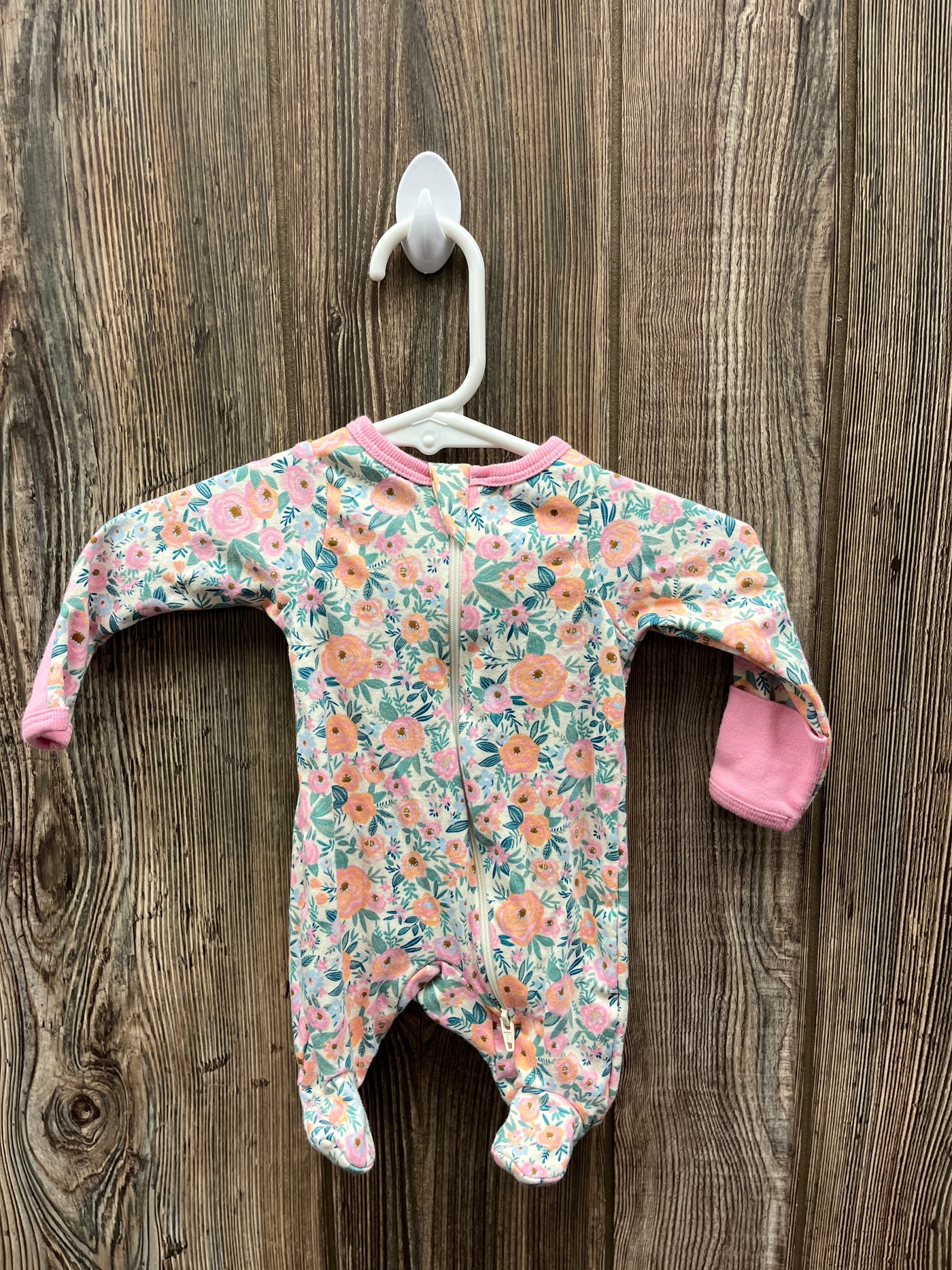 Girl Preemie Pink Flowers Sleeper