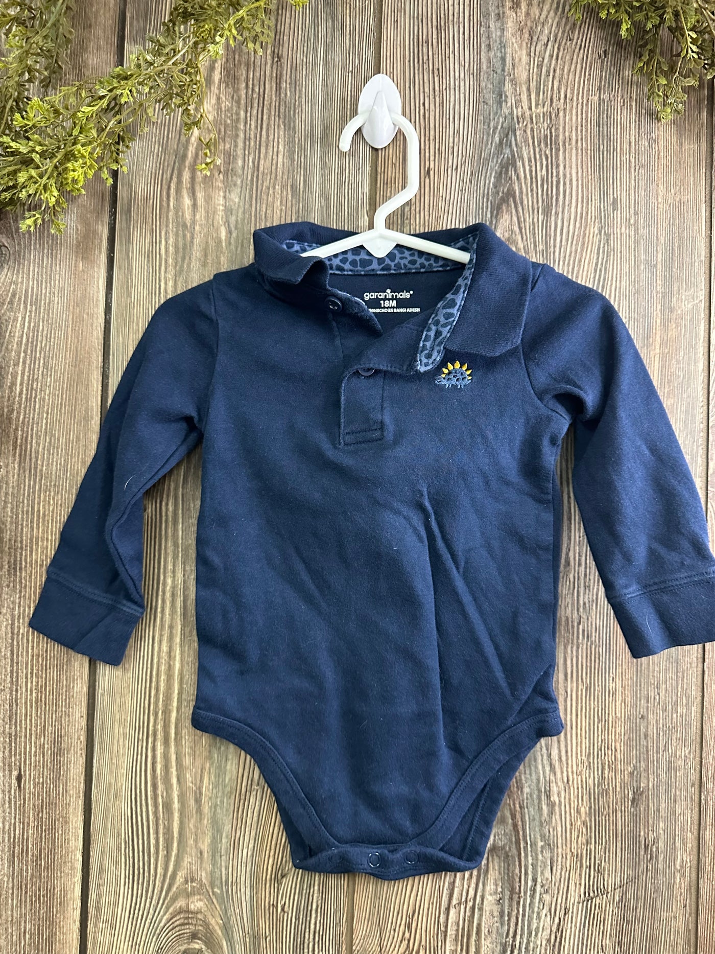 Boys 18 mo Navy Long Sleeve Dinosaur Onesie