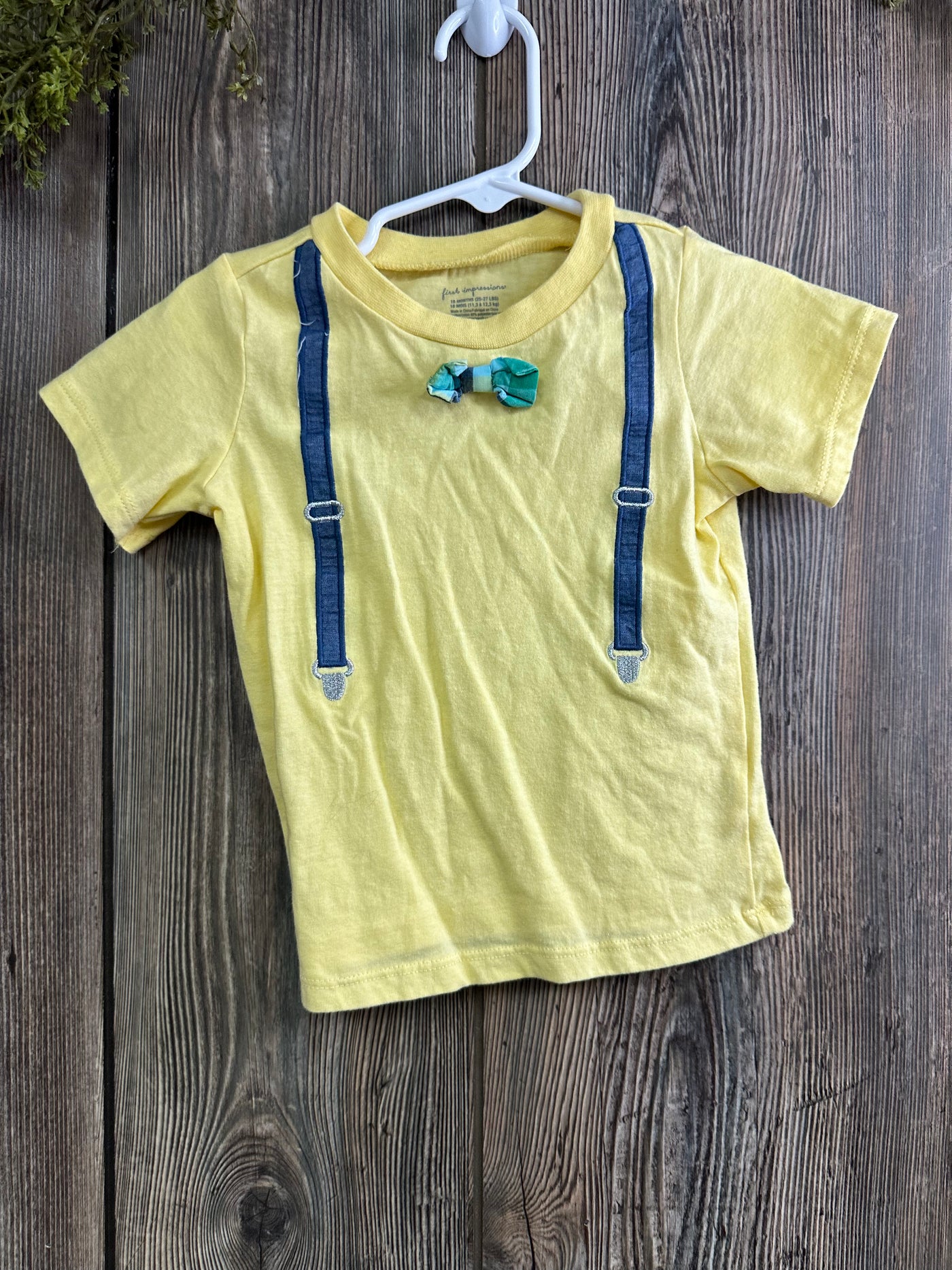 Boys 18 mo Yellow Short Sleeve Top Bow Tie and Suspenders