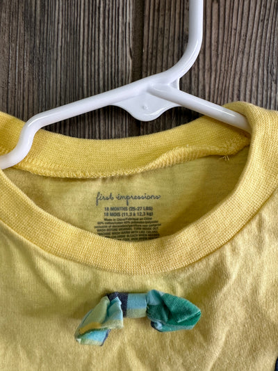 Boys 18 mo Yellow Short Sleeve Top Bow Tie and Suspenders