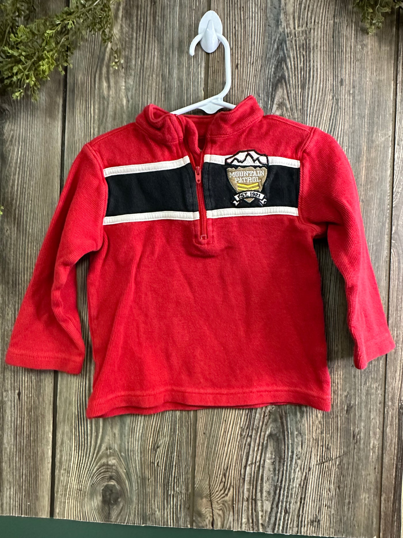 Boys 3T Red 1/3 Zip Up Long Sleeve Top