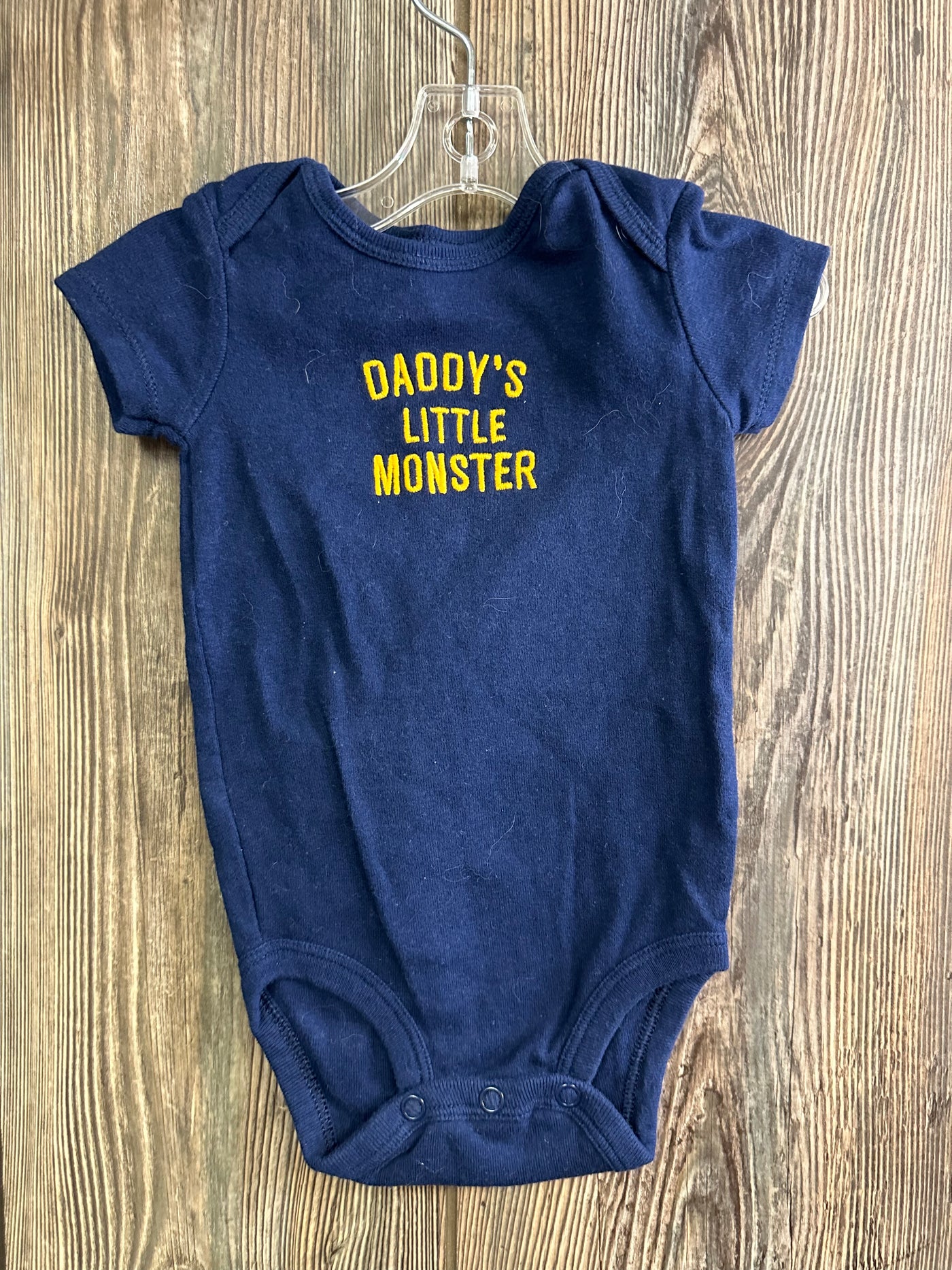 Boys 3 mo Navy Monster Short Sleeve Onesie