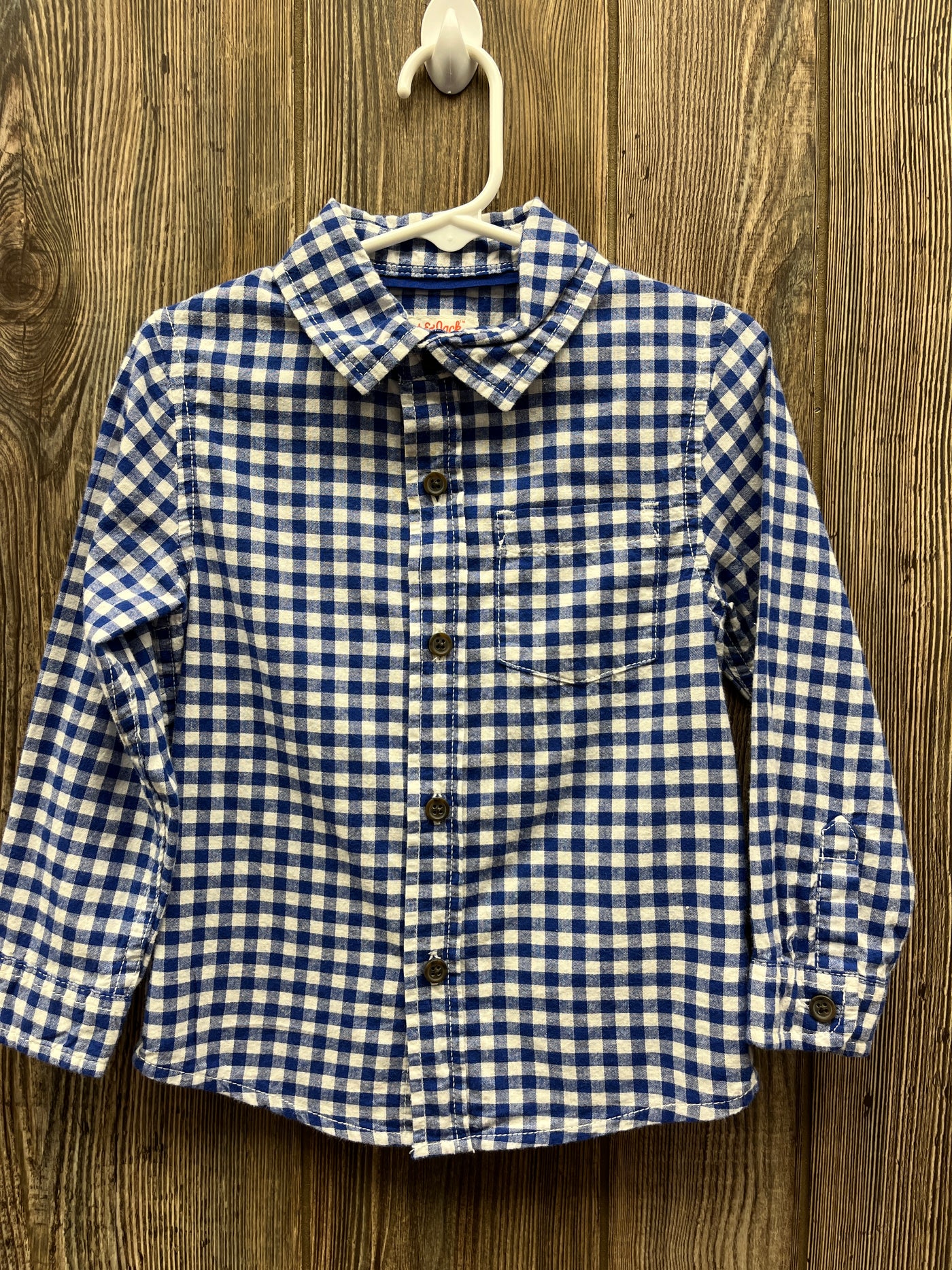 Boys 3T Blue and White Checkered Button-Down Shirt