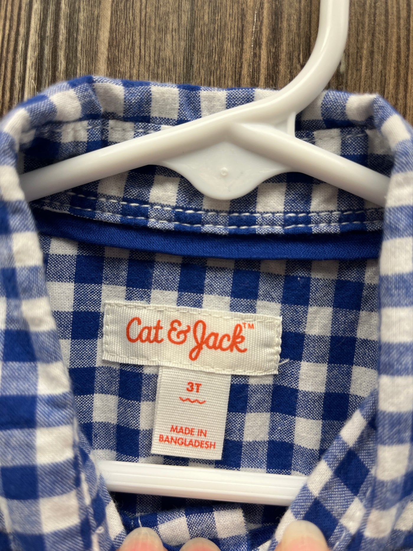 Boys 3T Blue and White Checkered Button-Down Shirt