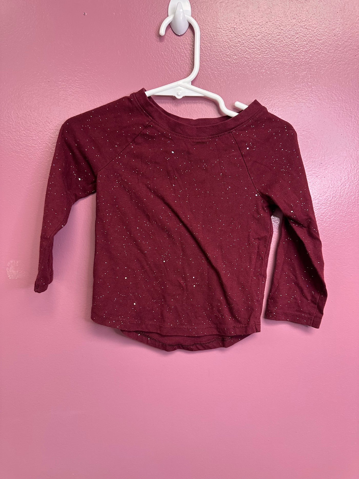 Girl 18 mo Maroon Sparkly Long Sleeve Shirt