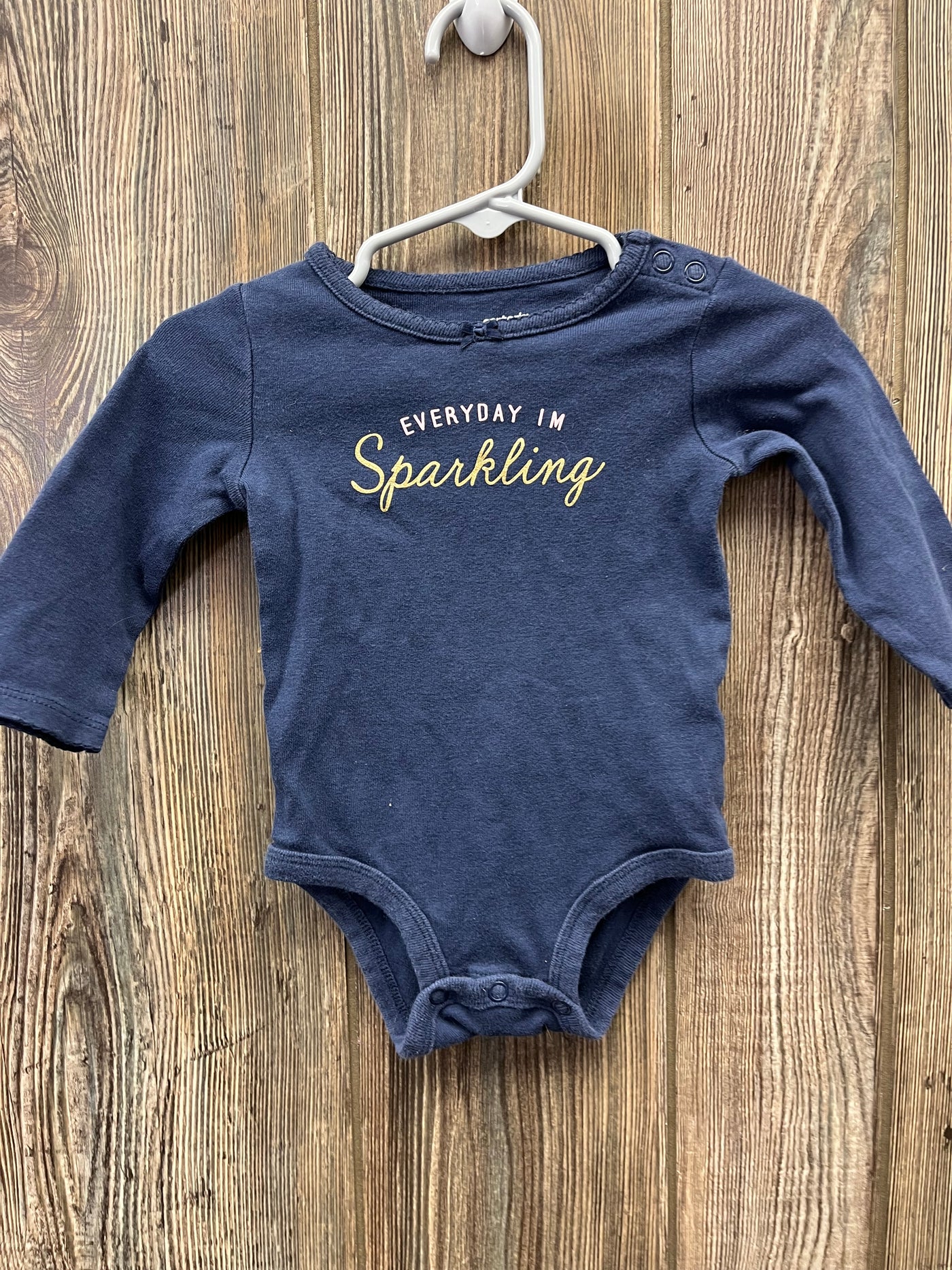 Girl 6 mo Blue Long Sleeve Onesie Sparkling