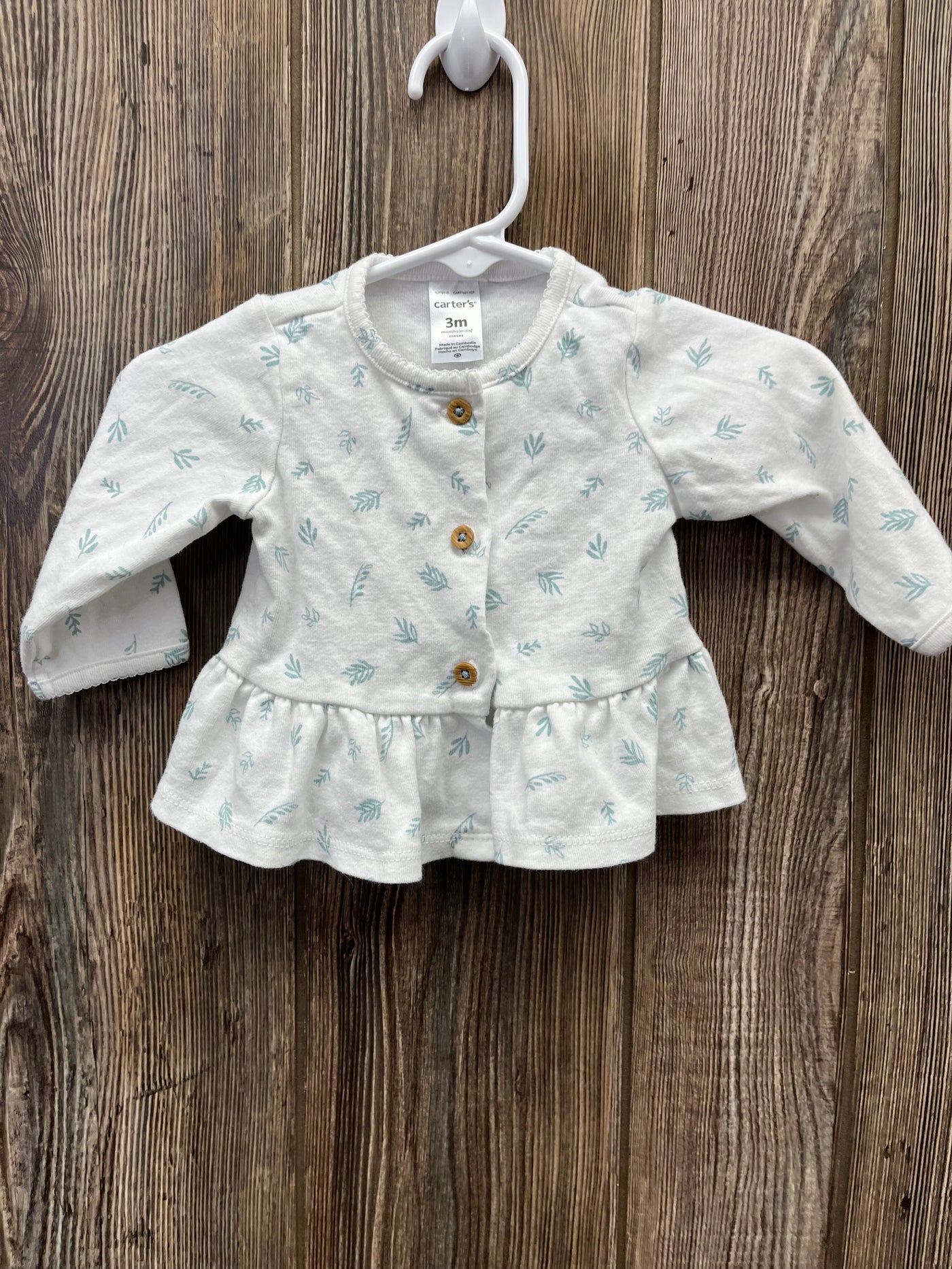 Girl 3 mo White Long Sleeve Button Down Shirt