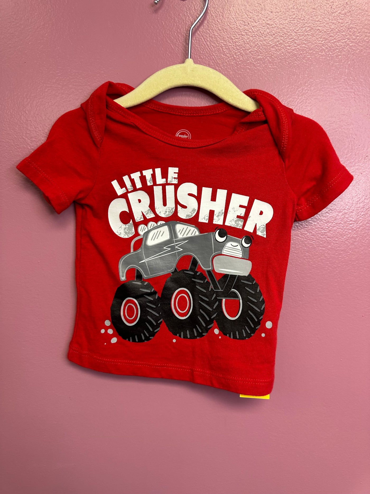 Boys 3-6 mo Red Little Crusher Short Sleeve Top