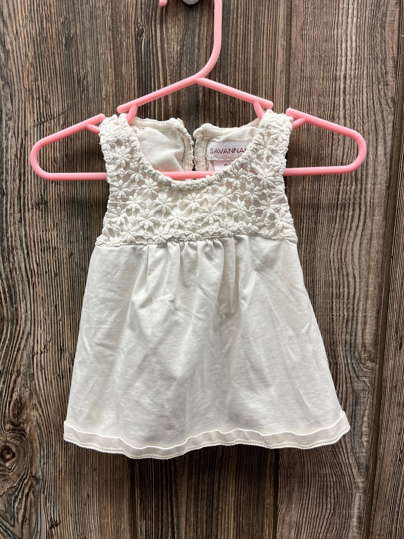 Girls 12 mo Cream Tank Top with Flower Lace