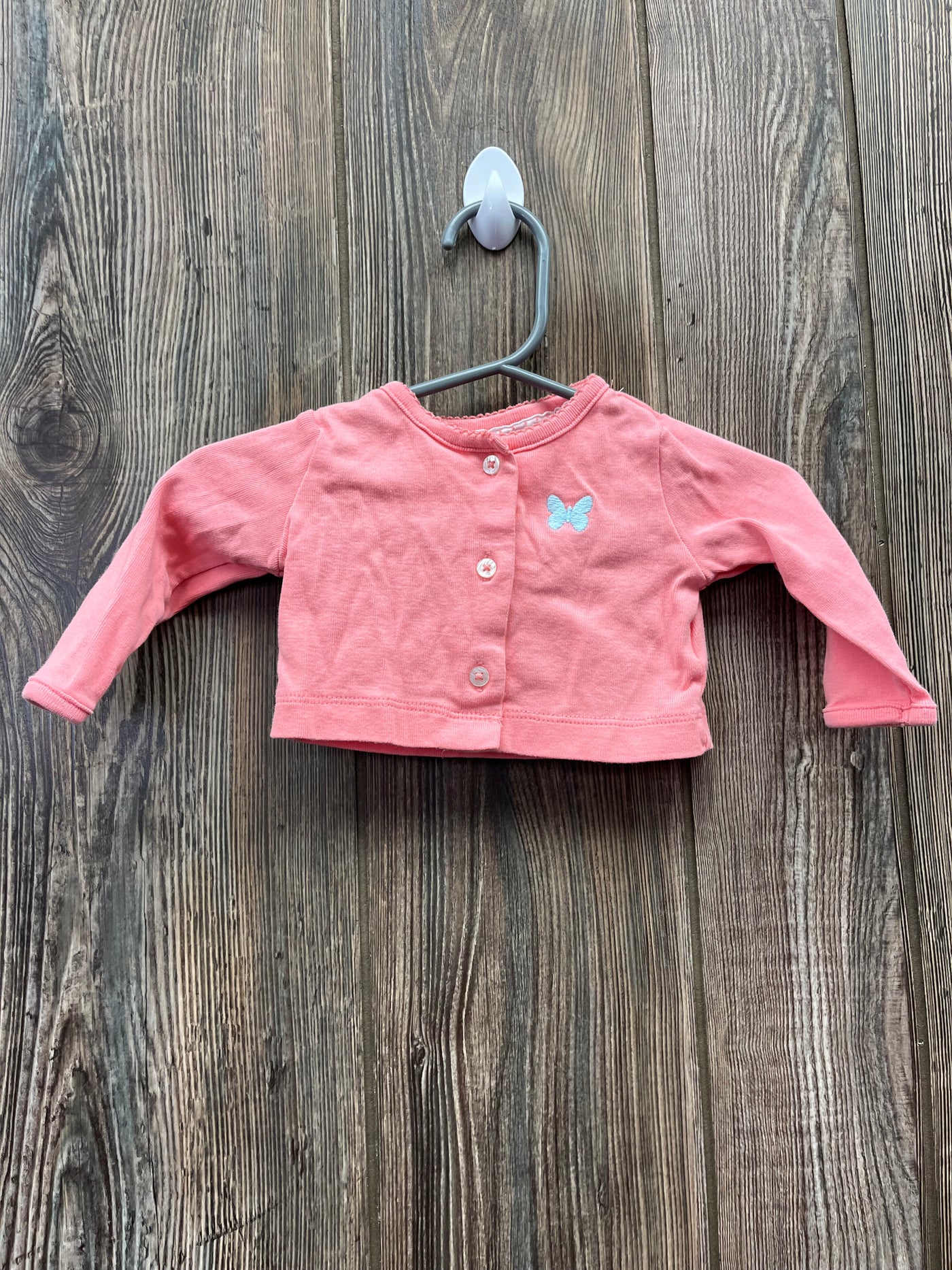 Girl 3 mo Pink Long Sleeve Button Down Cardigan